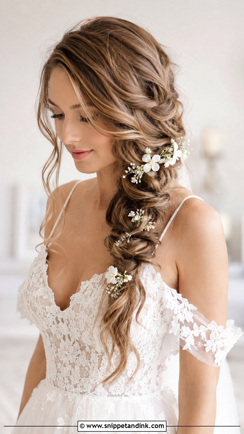 Wavy Side Braid for Brides - Snippet and Ink - 25 Beach Waves Wedding Hair