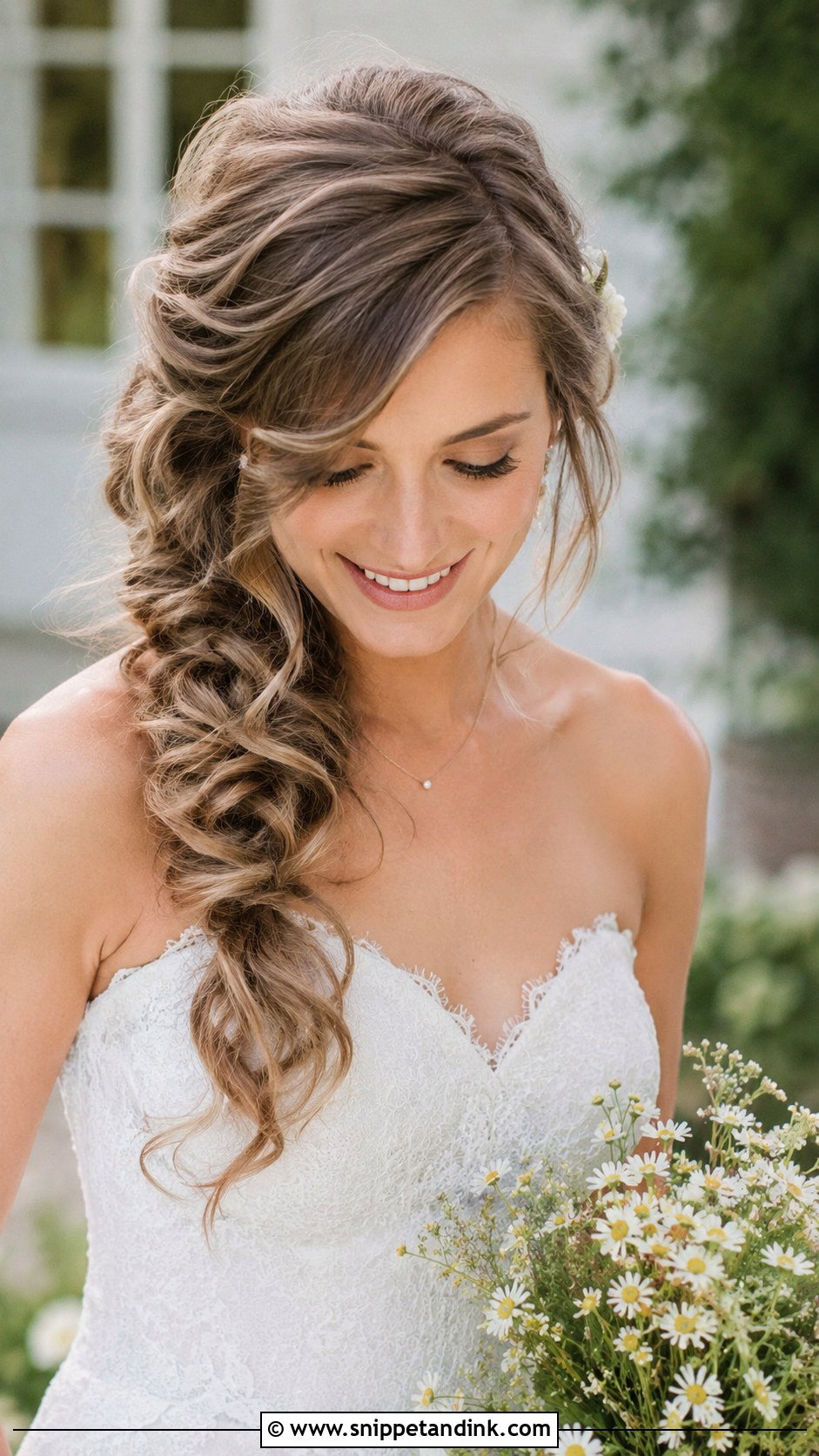 Wavy Side Braid for Brides - Snippet and Ink - 20 Wavy Wedding Hairstyles