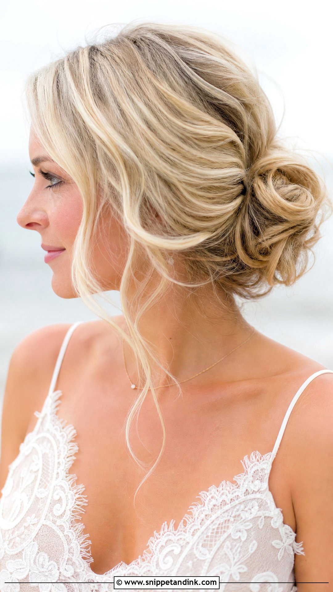 Wavy Side Bun - Snippet and Ink - 25 Side Bun Wedding Hair Ideas