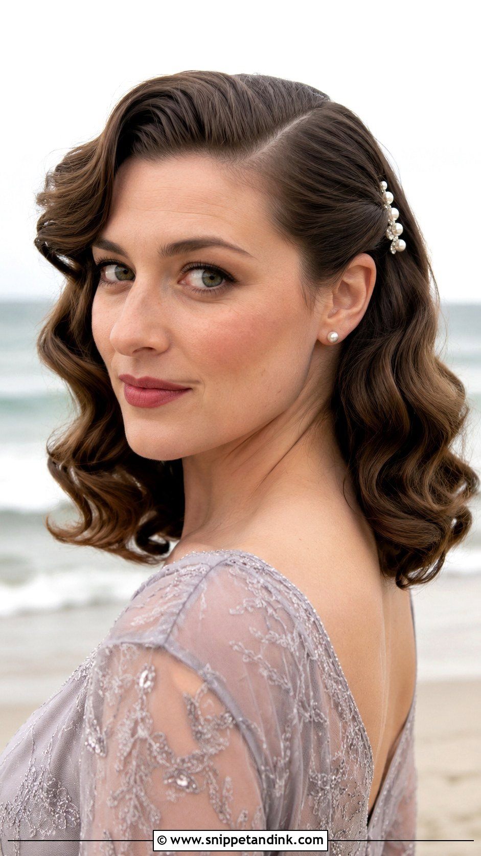 Wavy Side Part With Pins - Snippet and Ink - 20 Beach Wedding Guest Hairstyles