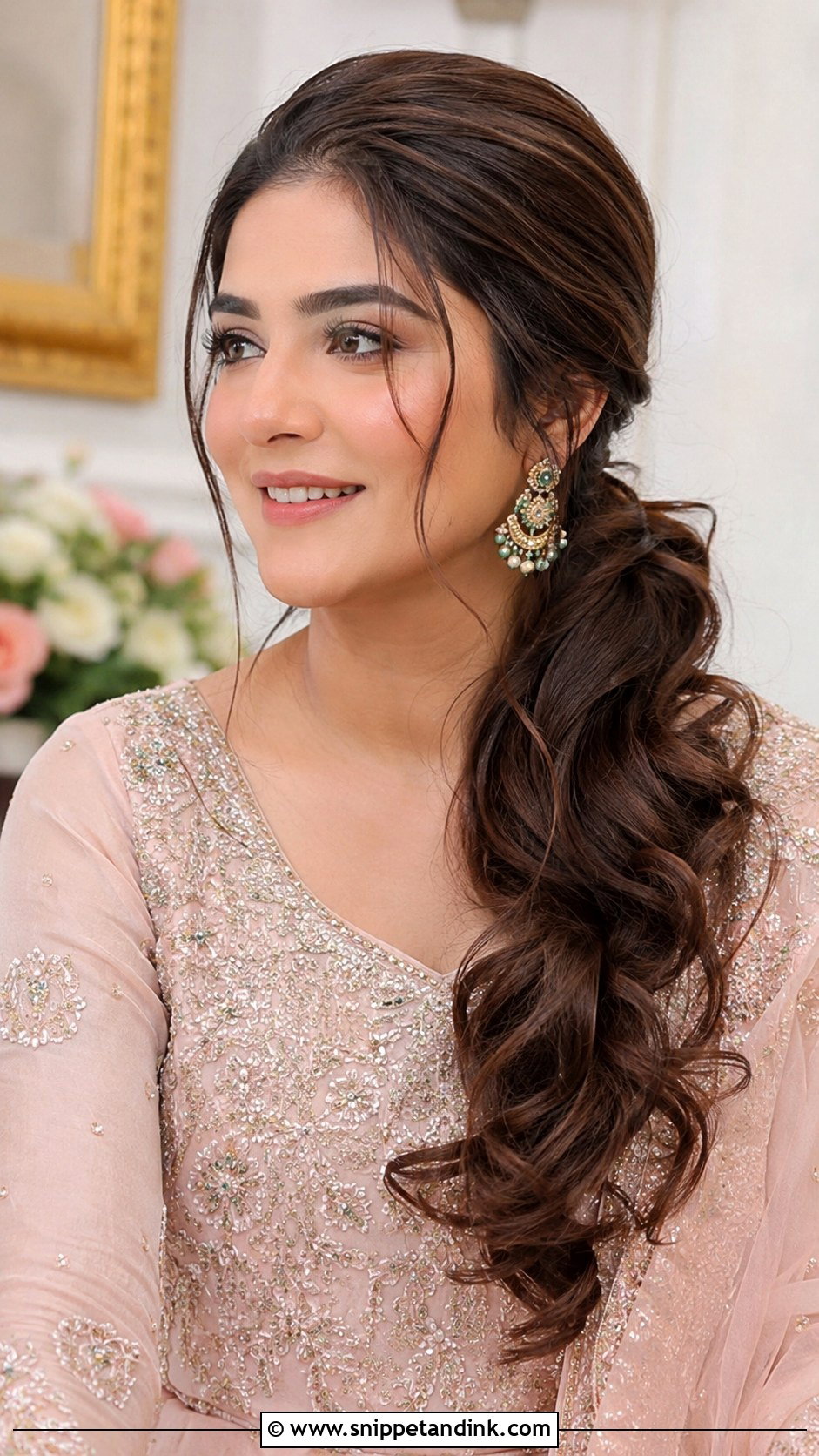 Wavy Side Ponytail - Snippet and Ink - 25 Pakistani Bridal Hairstyles Walima