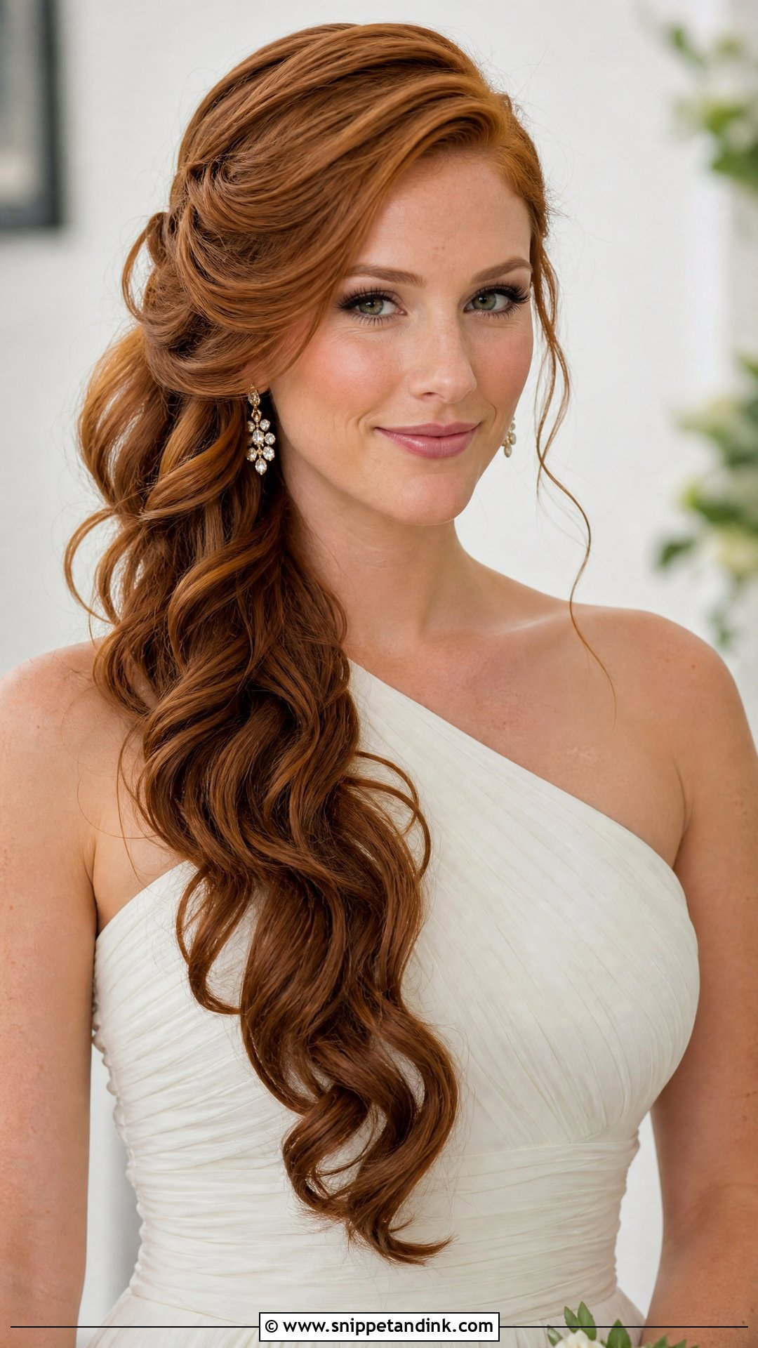 Wavy Side Swept Bridal Hairstyle - Snippet and Ink - 20 Wavy Bridal Hairstyles