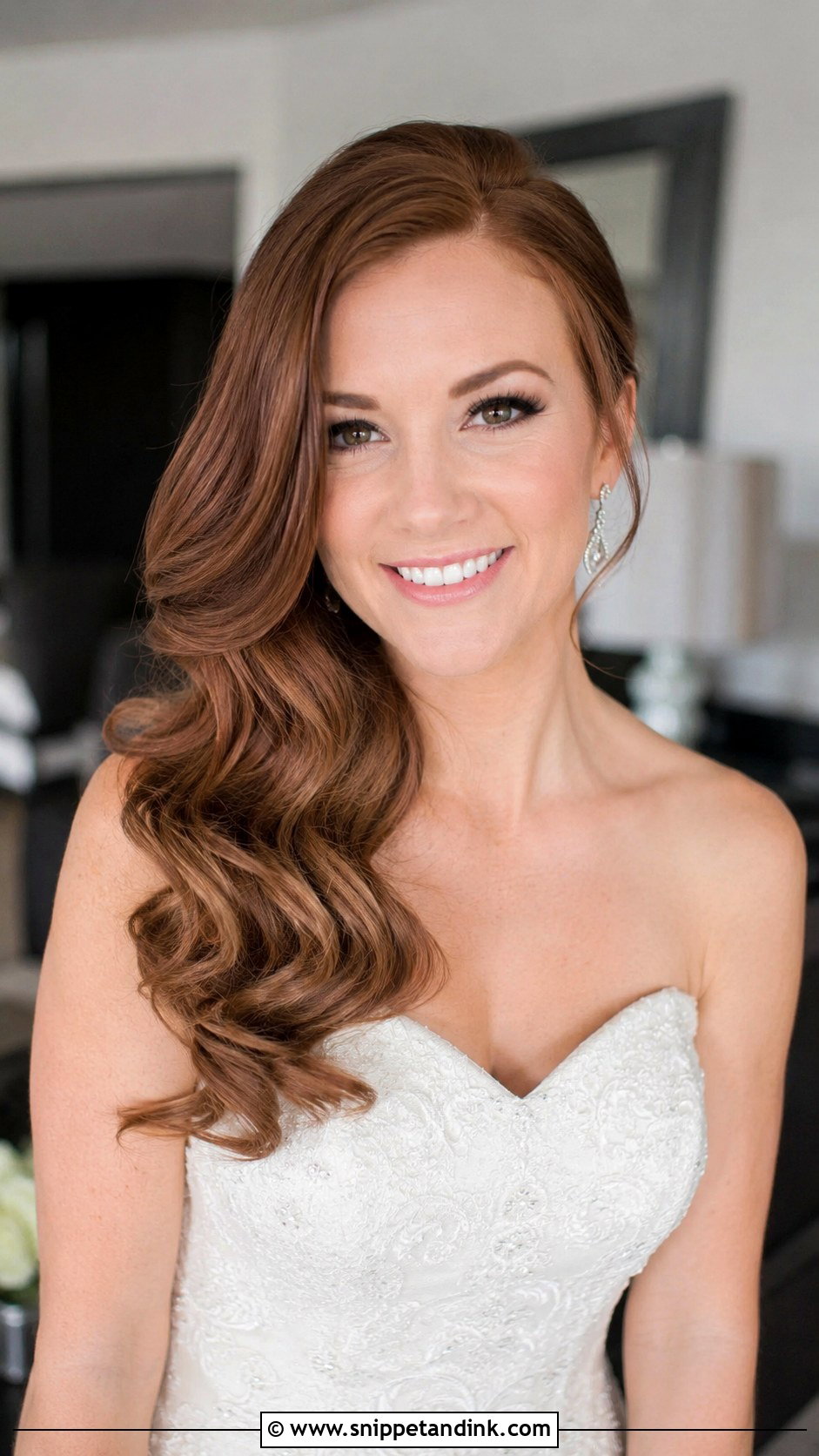 Wavy Side Swept Wedding Hair - Snippet and Ink - 25 Wavy Wedding Hair Ideas