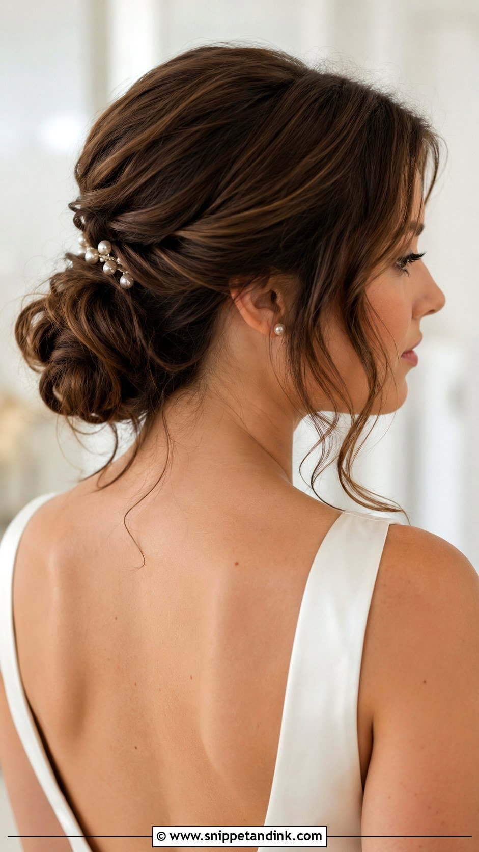 Wavy Textured Low Bun Wedding Hair - Snippet and Ink - 15 Textured Low Bun Wedding Hairstyles