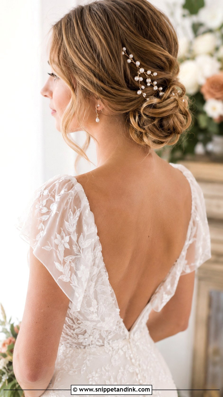 Wavy Tucked Bun - Snippet and Ink - 25 Bridal Hair Bun Ideas