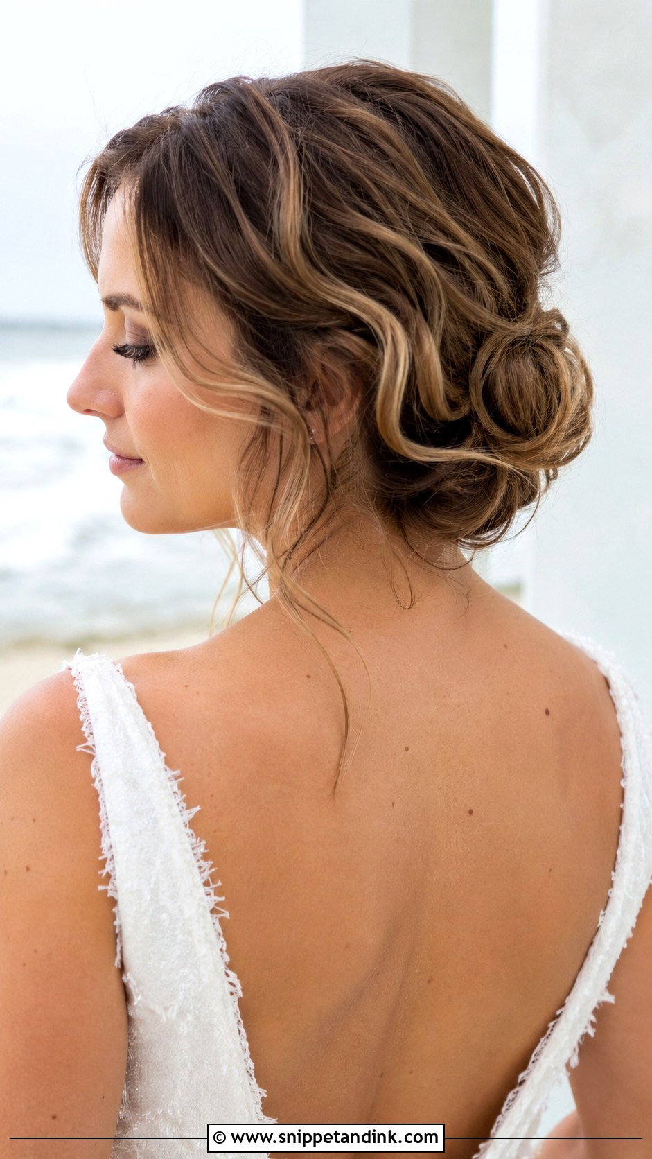 Wavy Tucked Updo for Short Hair - Snippet and Ink - 20 Short Updo Wedding Hairstyles