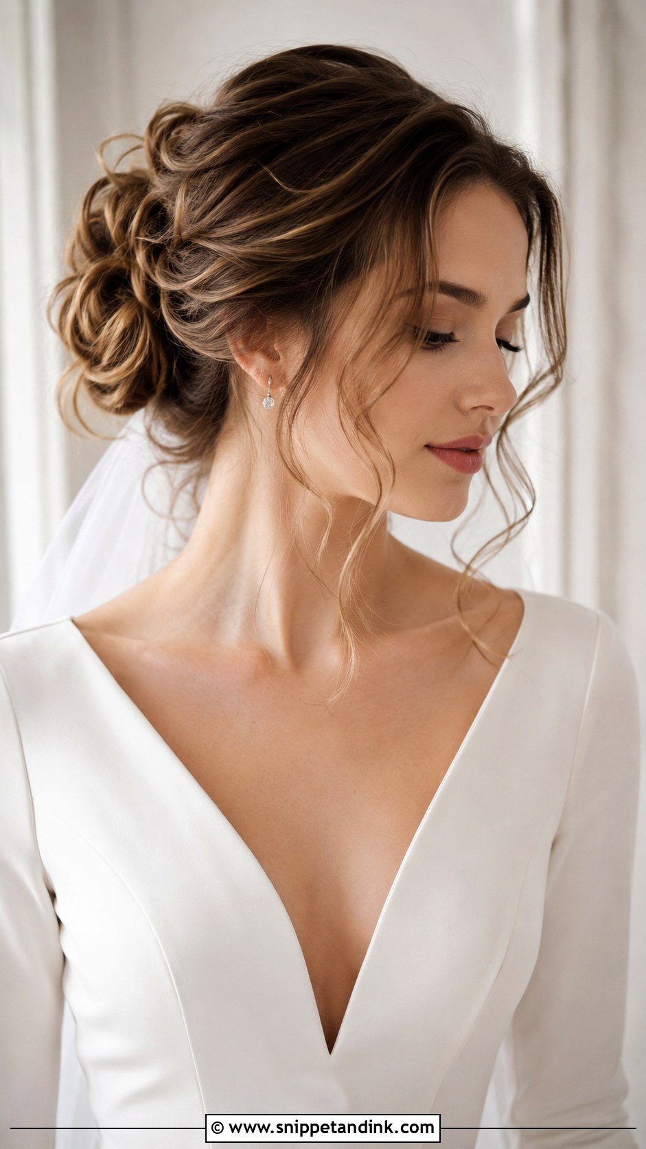 Wavy Updo With Loose Tendrils - Snippet and Ink - 20 Long Wavy Hairstyles for Wedding