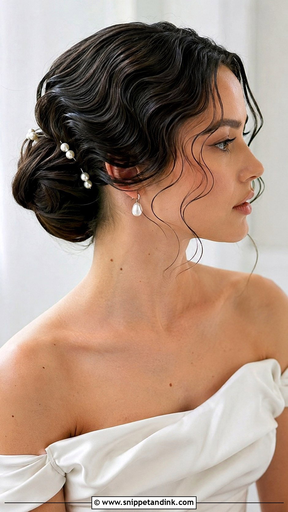 Wavy Updo With Wet Look Finish - Snippet and Ink - 20 Textured Wedding Updo Ideas