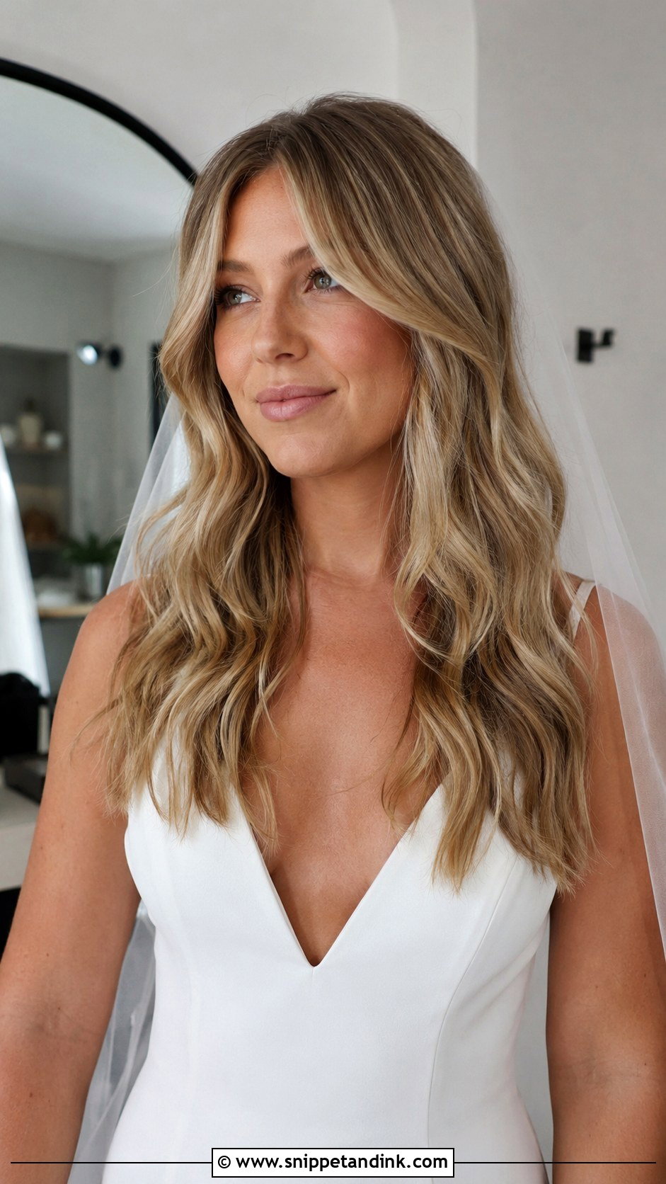 Wavy Wedding Hair With Curtain Bangs - Snippet and Ink - 25 Wavy Wedding Hair Ideas