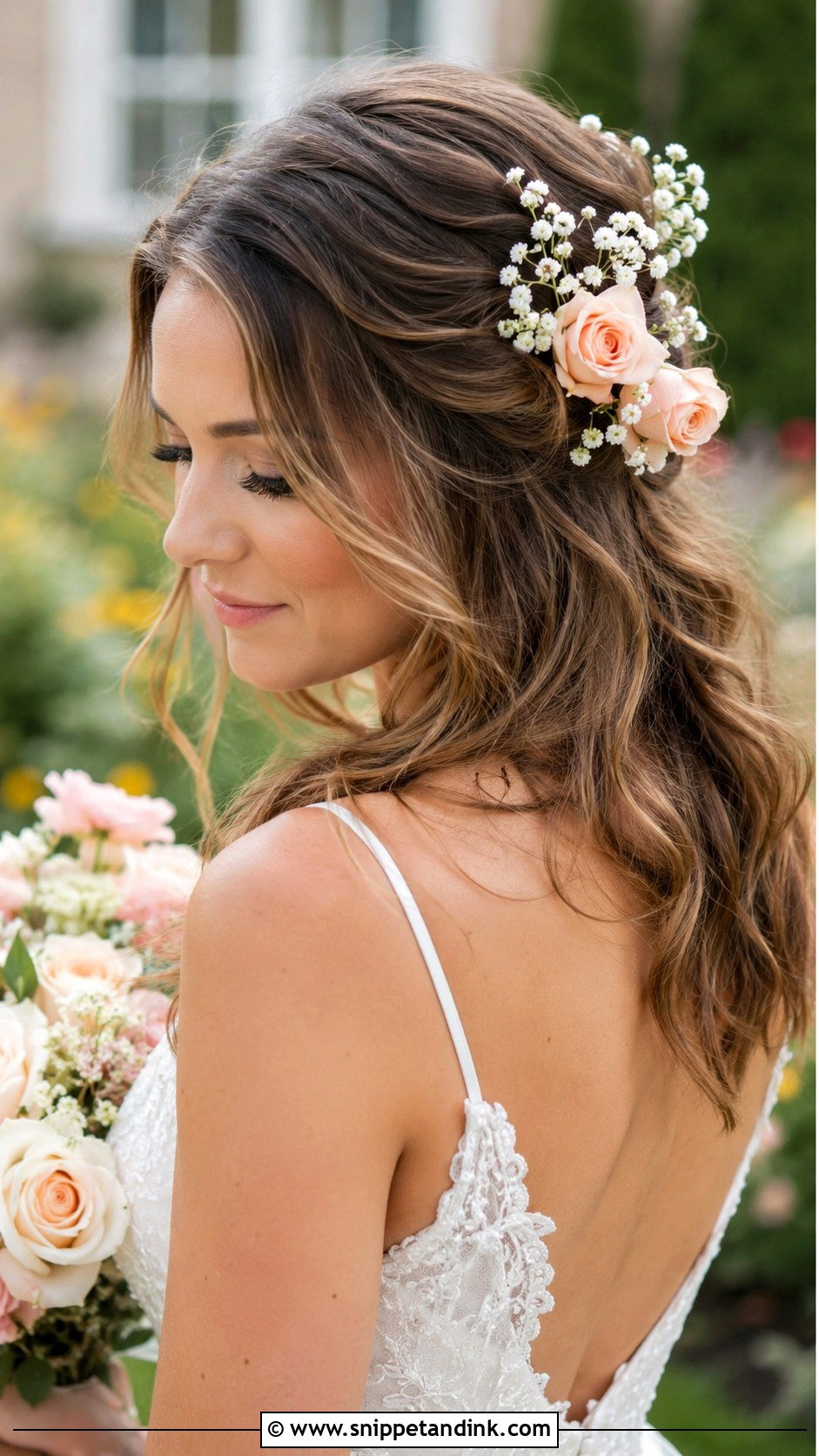 Wavy Wedding Hair With Flowers - Snippet and Ink - 25 Wavy Wedding Hair Ideas