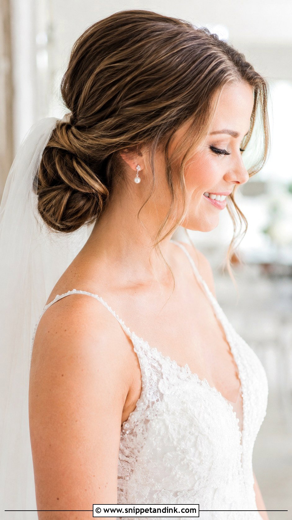 Wavy Wedding Hair With Low Chignon - Snippet and Ink - 25 Wavy Wedding Hair Ideas