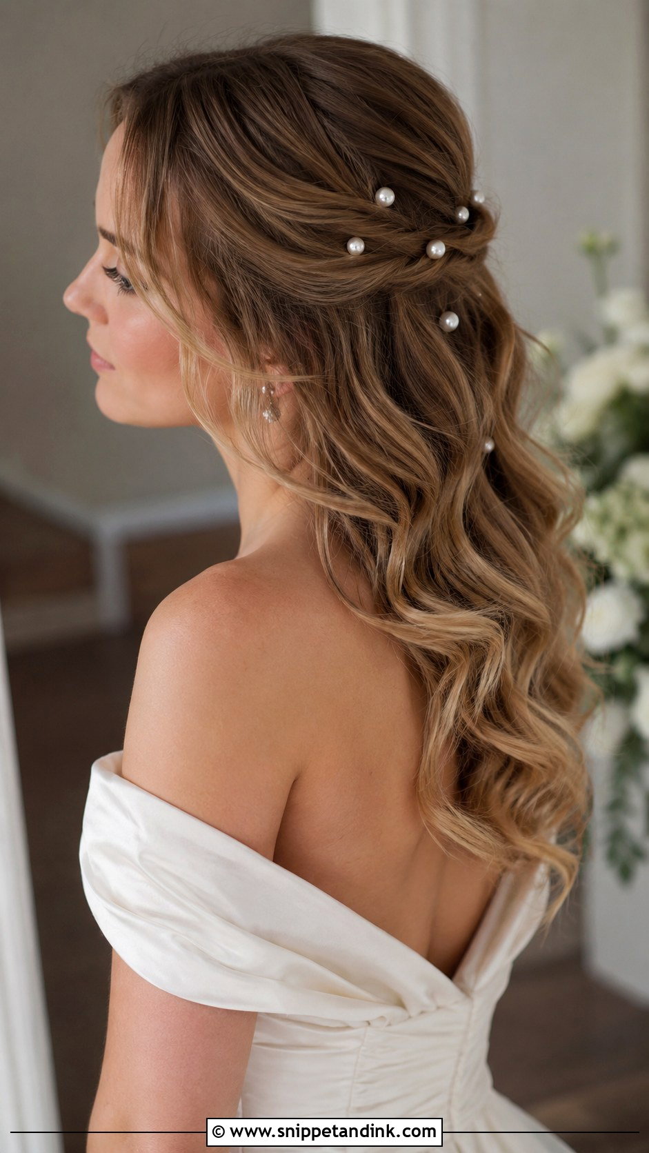 Wavy Wedding Hair With Pearls - Snippet and Ink - 25 Wavy Wedding Hair Ideas