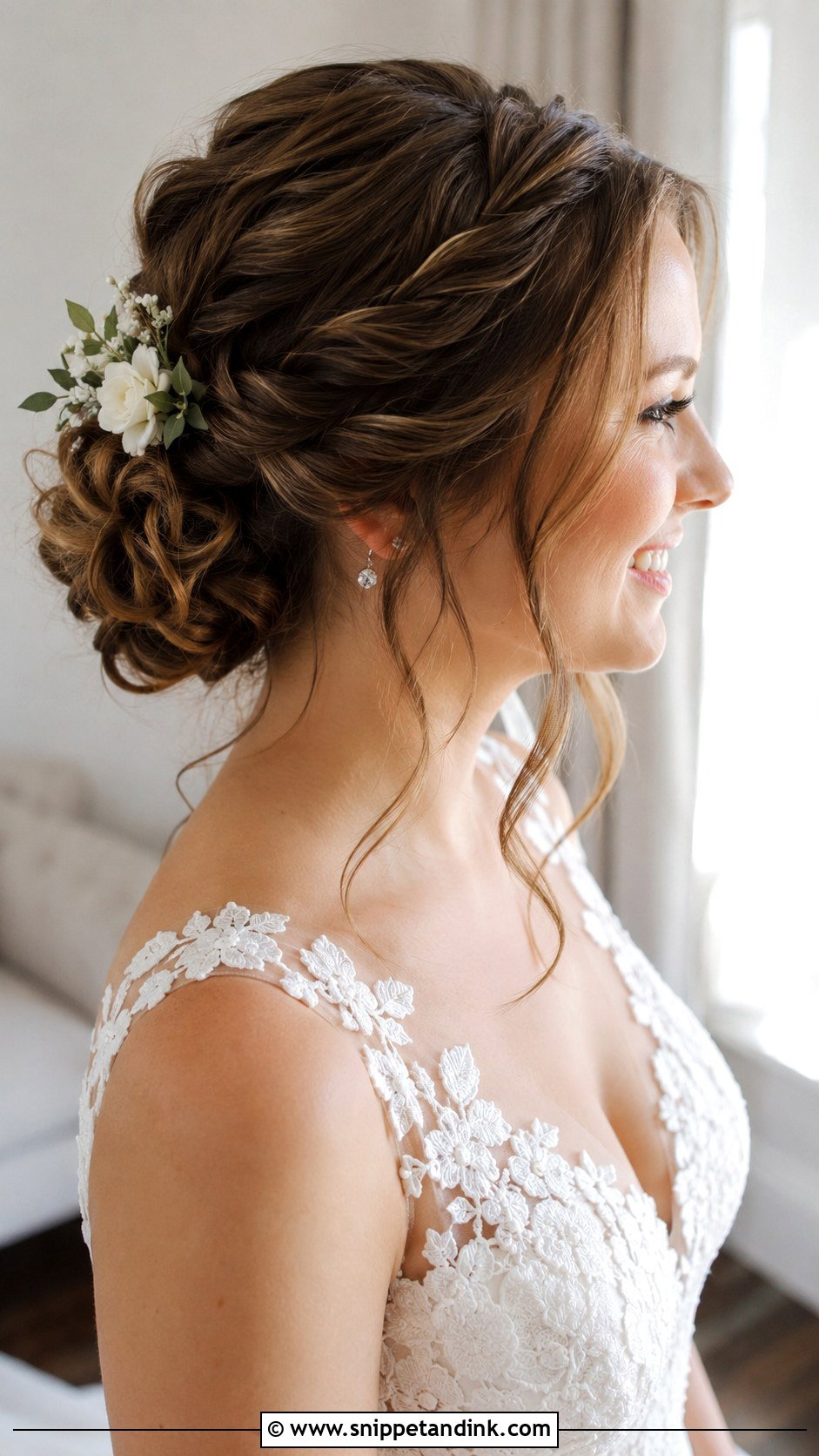Wavy Wedding Hair With Twisted Updo - Snippet and Ink - 25 Wavy Wedding Hair Ideas