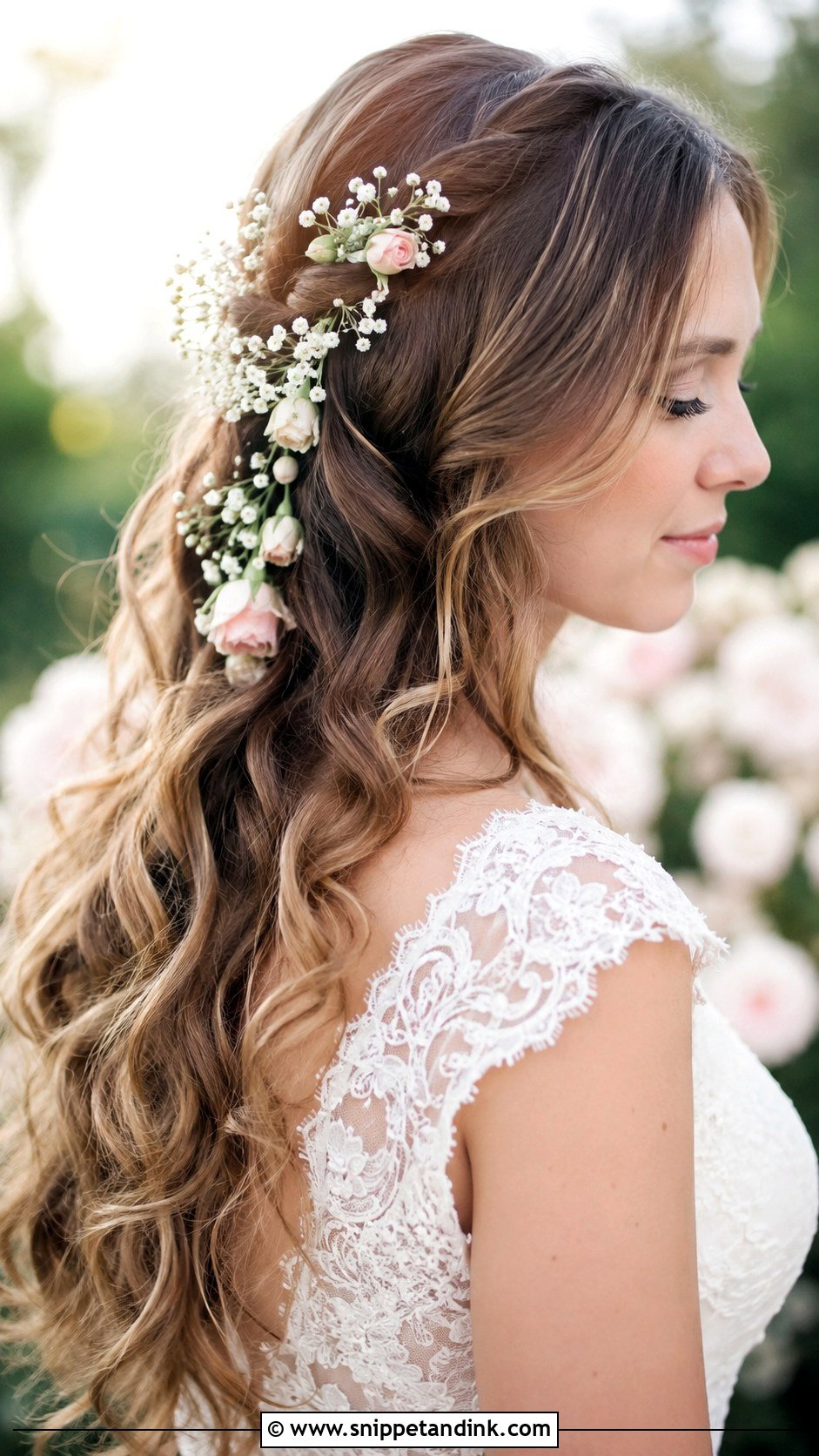 Wavy Wedding Hair with Flowers - Snippet and Ink - 20 Wavy Hair Wedding Styles