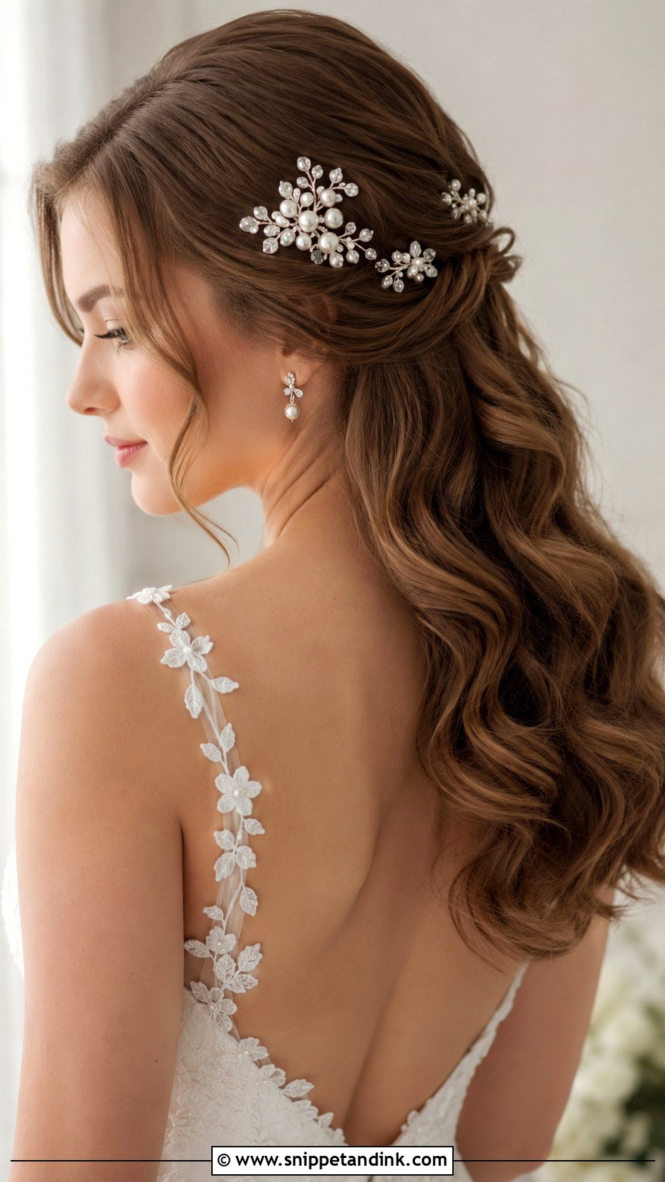 Wavy Wedding Hair with Hair Accessories - Snippet and Ink - 20 Wavy Hair Wedding Styles