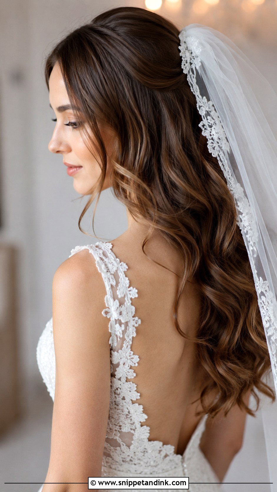 Wavy Wedding Hair with Veil - Snippet and Ink - 20 Wavy Hair Wedding Styles