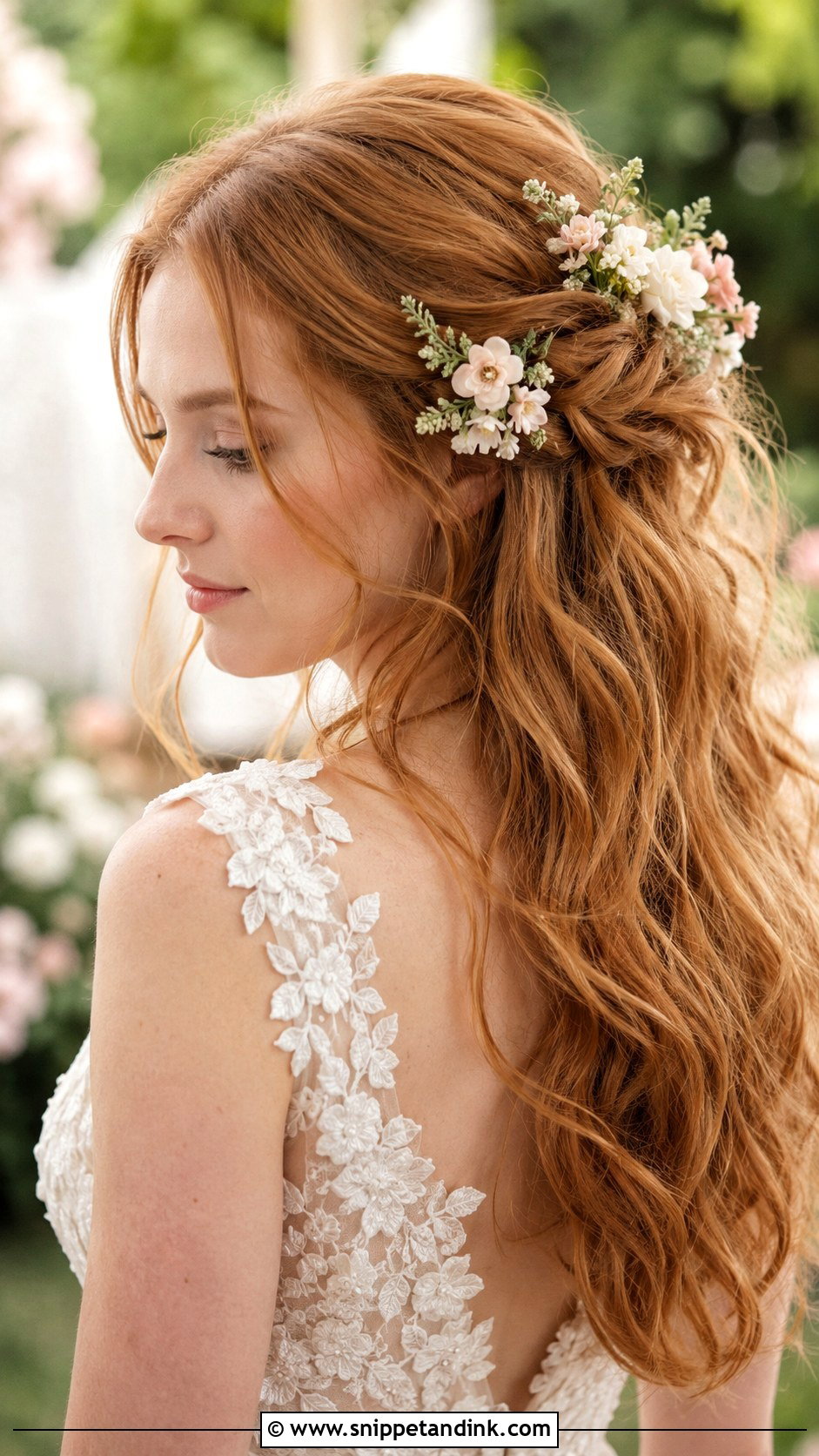 Wavy Wedding Hairstyle With Flowers - Snippet and Ink - 15 Wedding Hairstyles for Wavy Hair