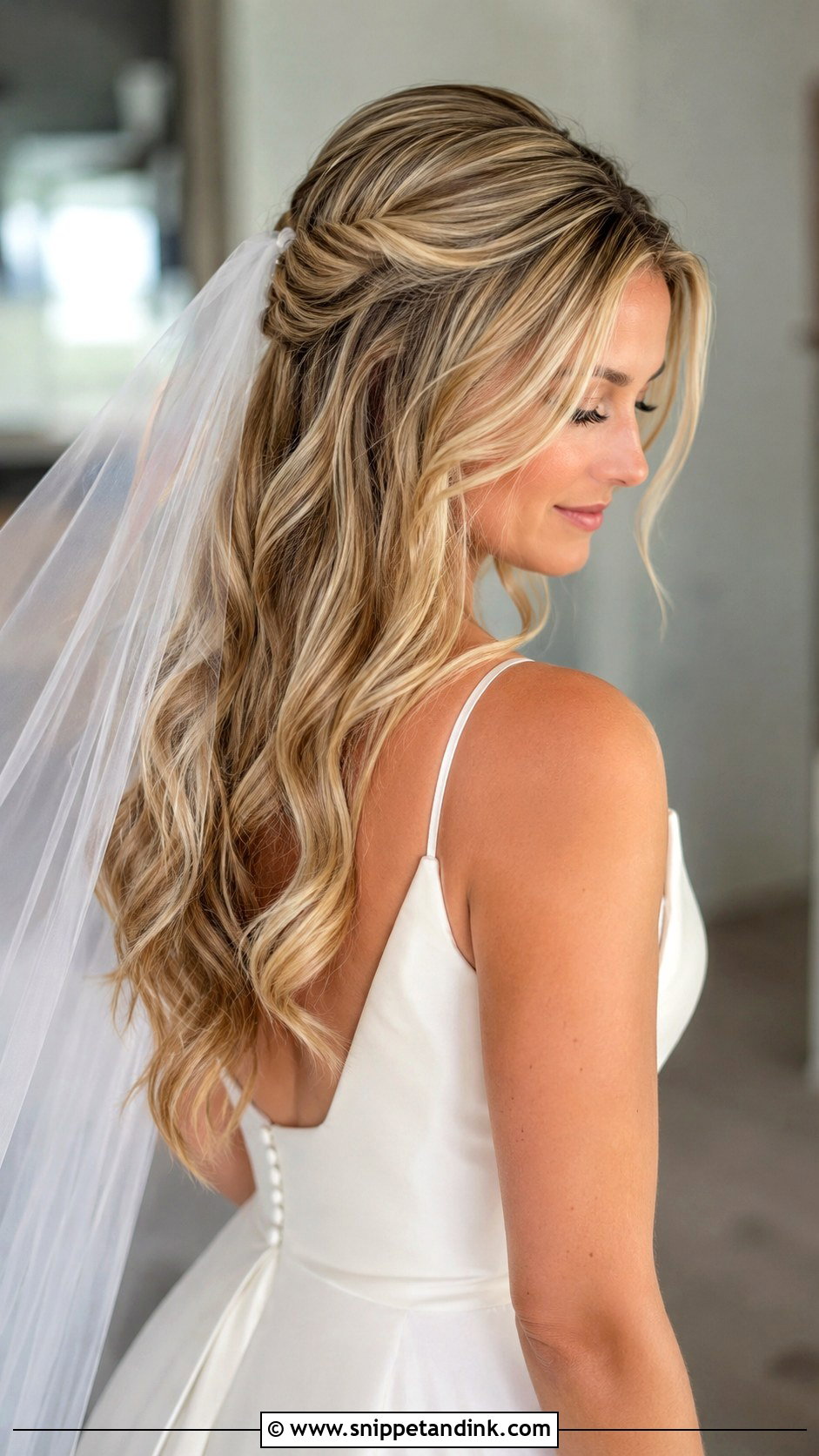 Wavy Wedding Hairstyle With Veil - Snippet and Ink - 15 Wedding Hairstyles for Wavy Hair