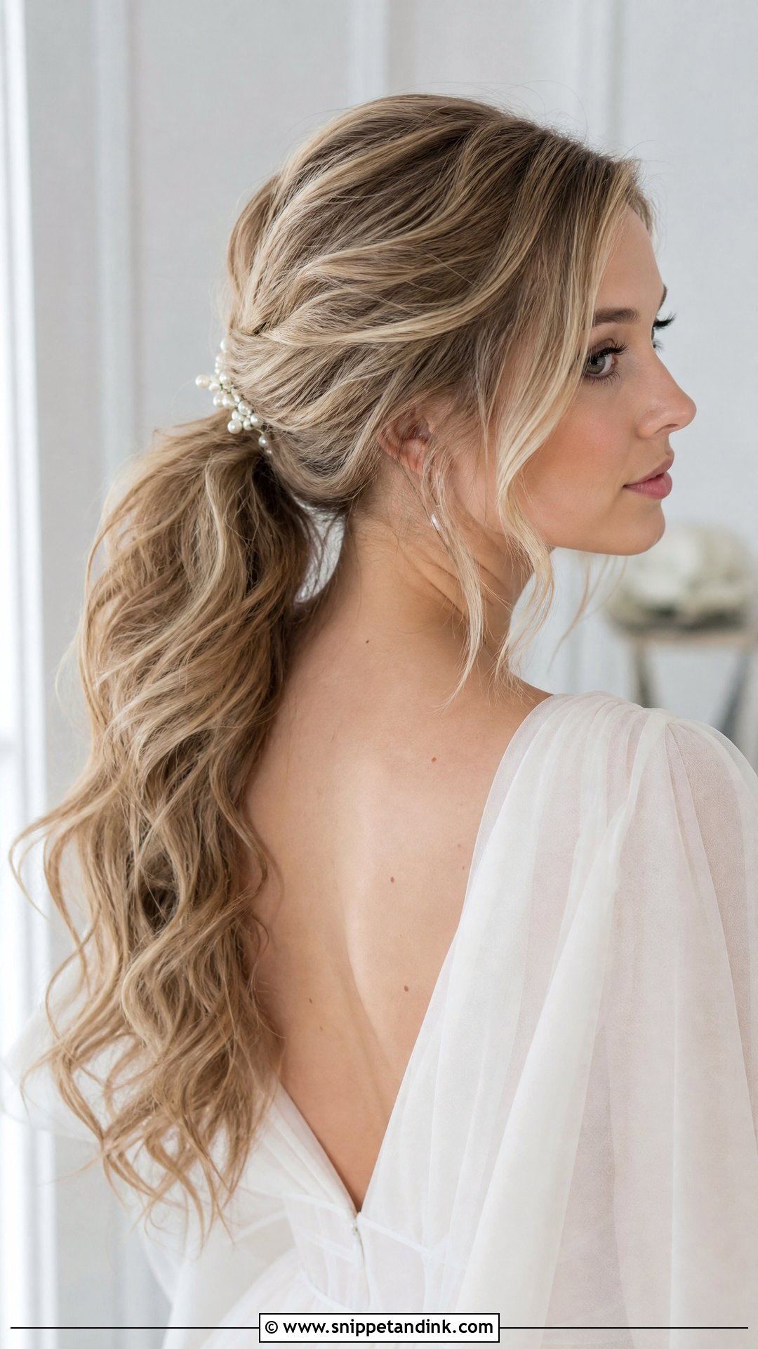 Wavy Wedding Ponytail - Snippet and Ink - 20 Tail Wedding Hairstyles