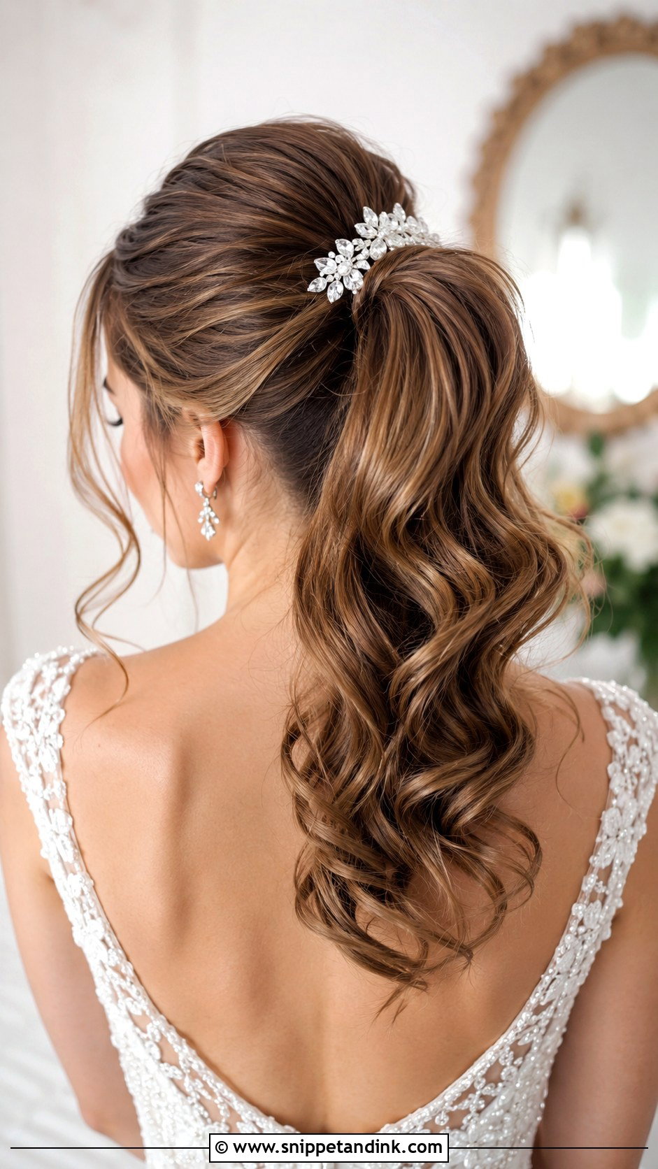 Wavy Wedding Ponytail - Snippet and Ink - 30 Pony Tailed Wedding Hairstyle Ideas