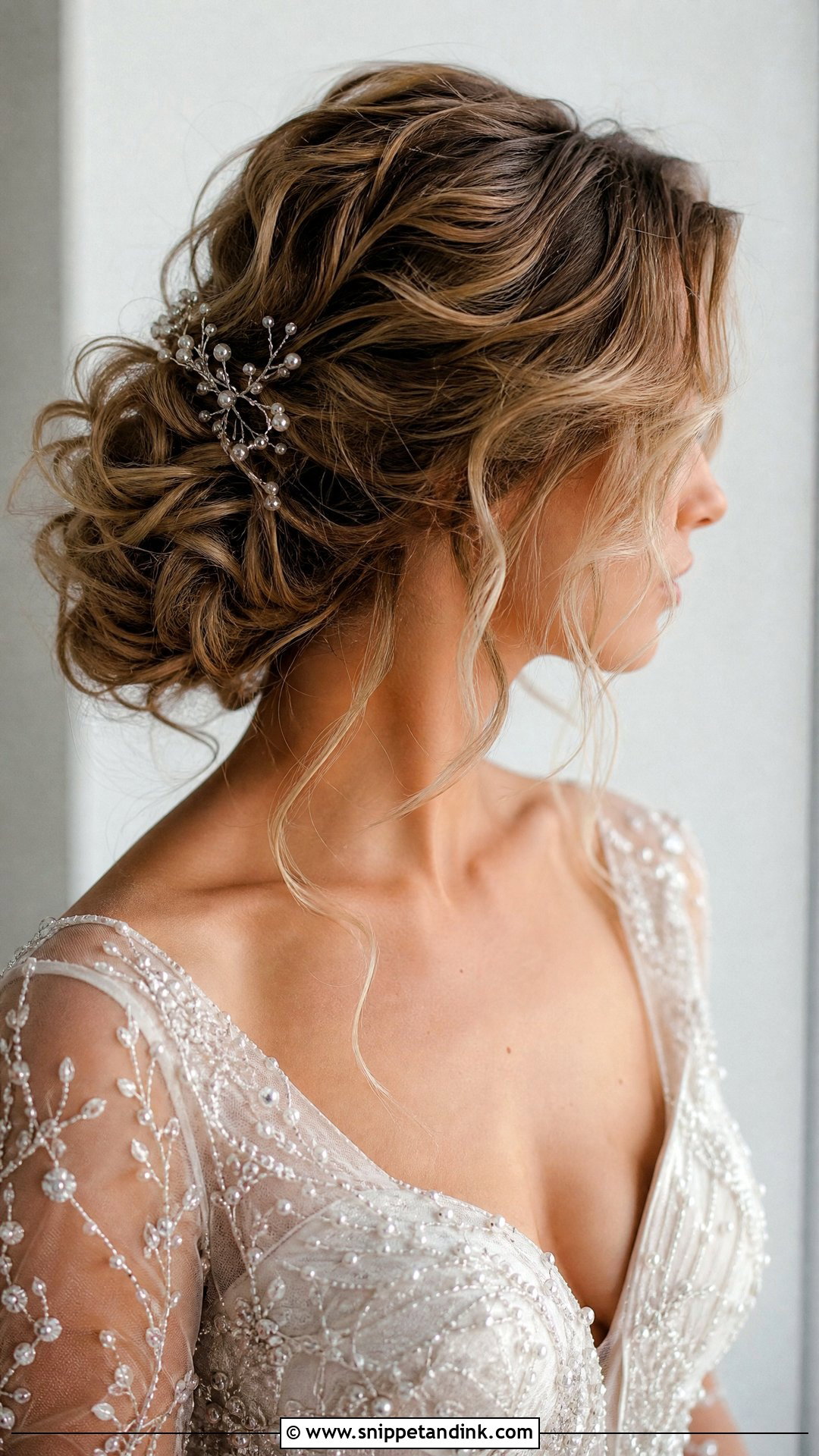 Wavy Wedding Updo with Loose Tendrils - Snippet and Ink - 20 Wavy Hair Styles for Wedding