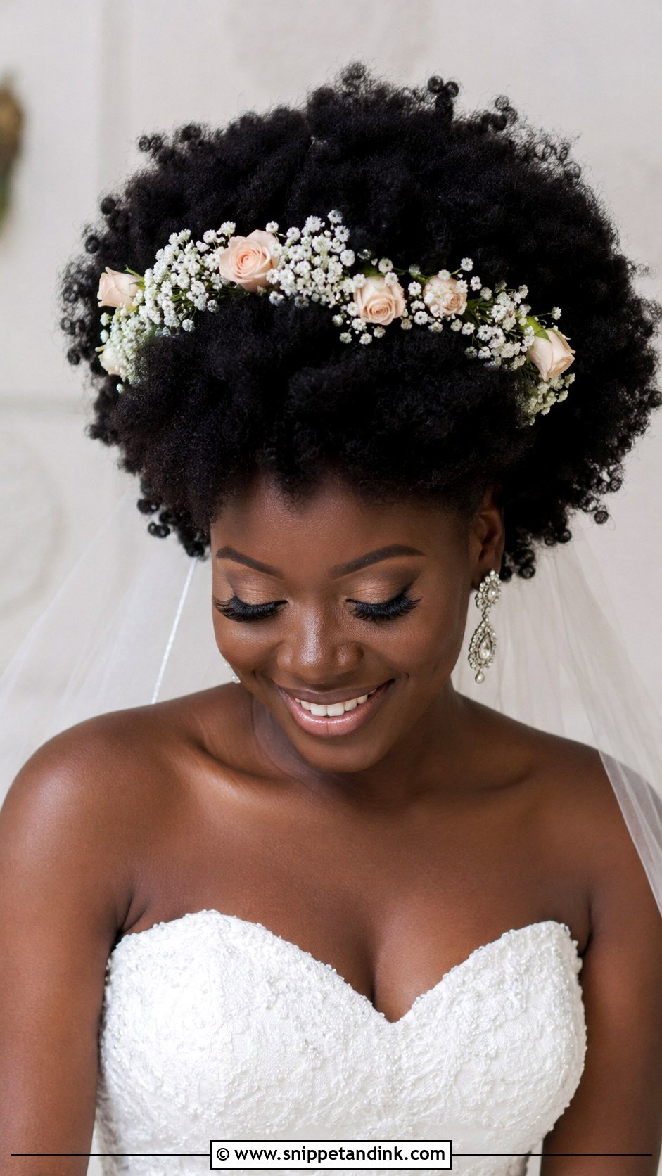 Wedding Afro With Fresh Flowers - Snippet and Ink - 20 Wedding Hairstyles for Natural Hair