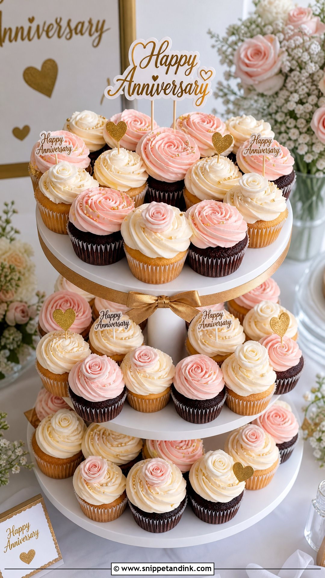 Wedding Anniversary Cupcake Cake - Snippet and Ink - 20 Wedding Anniversary Cake Designs