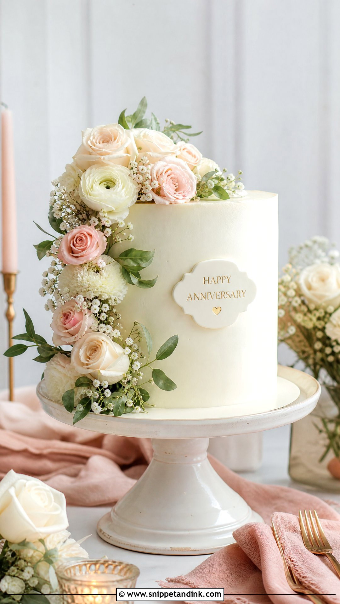Wedding Anniversary Floral Cake - Snippet and Ink - 20 Wedding Anniversary Cake Designs