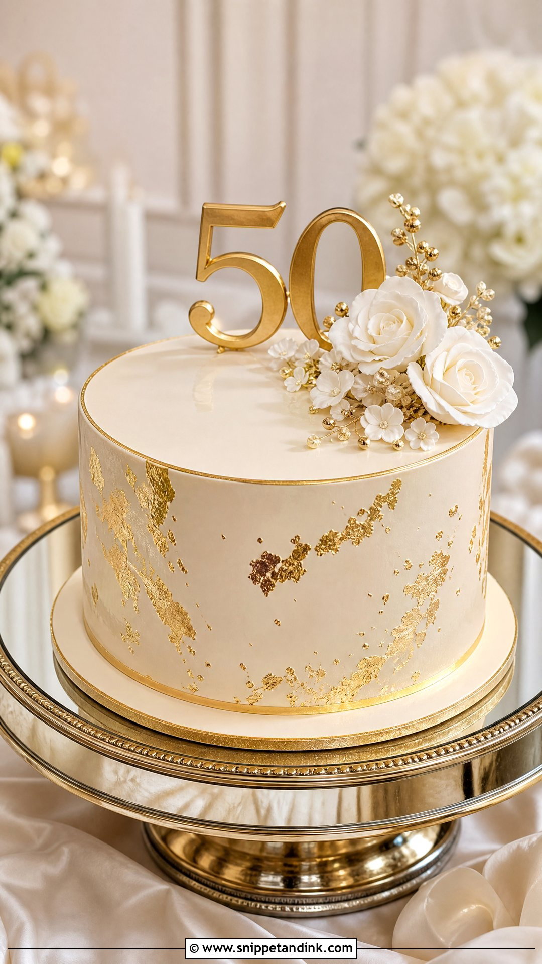 Wedding Anniversary Gold Cake - Snippet and Ink - 20 Wedding Anniversary Cake Designs