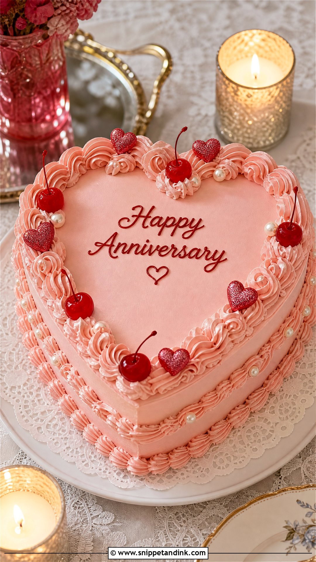 Wedding Anniversary Heart Cake - Snippet and Ink - 20 Wedding Anniversary Cake Designs