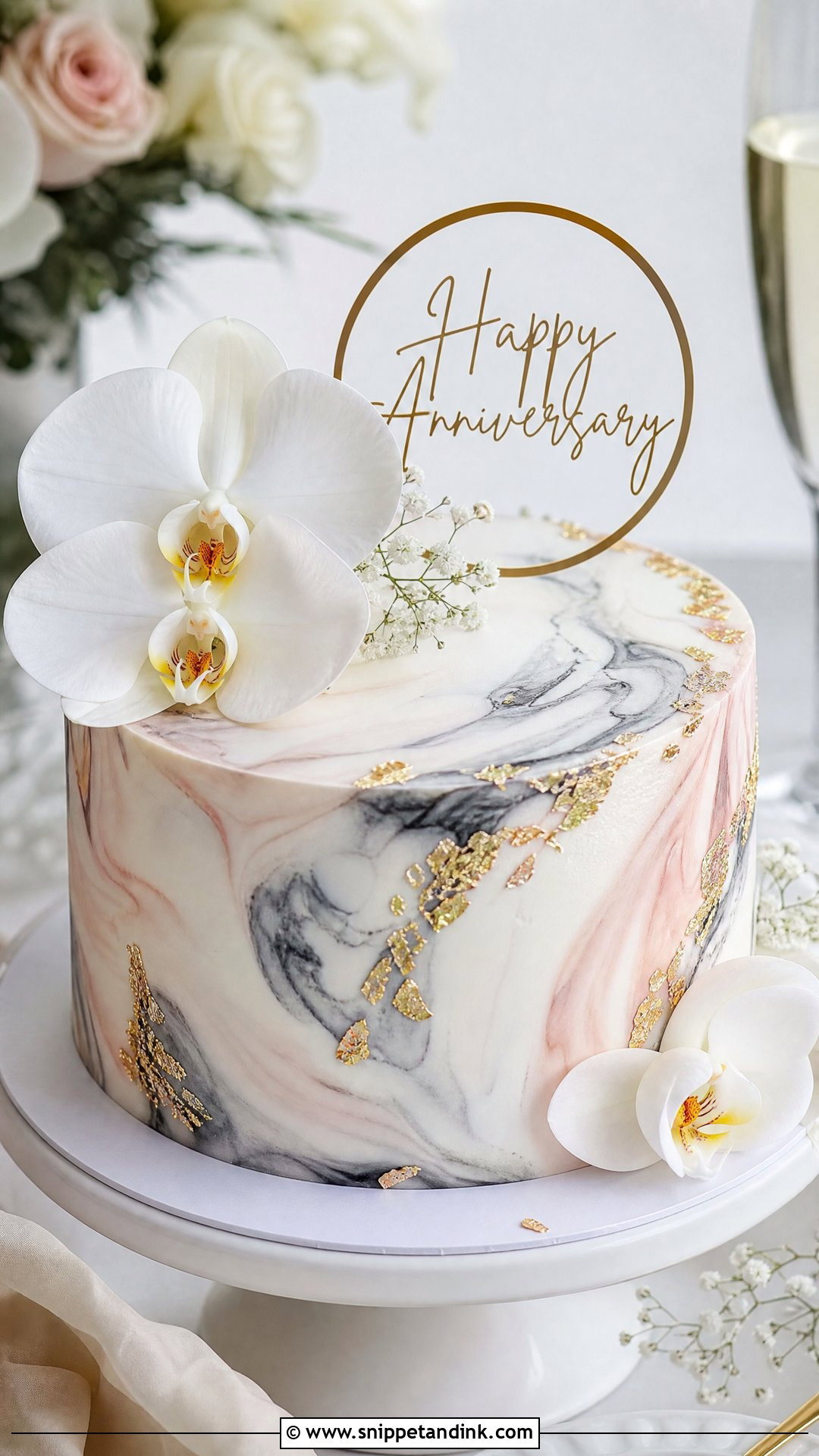 Wedding Anniversary Marble Cake - Snippet and Ink - 20 Wedding Anniversary Cake Designs
