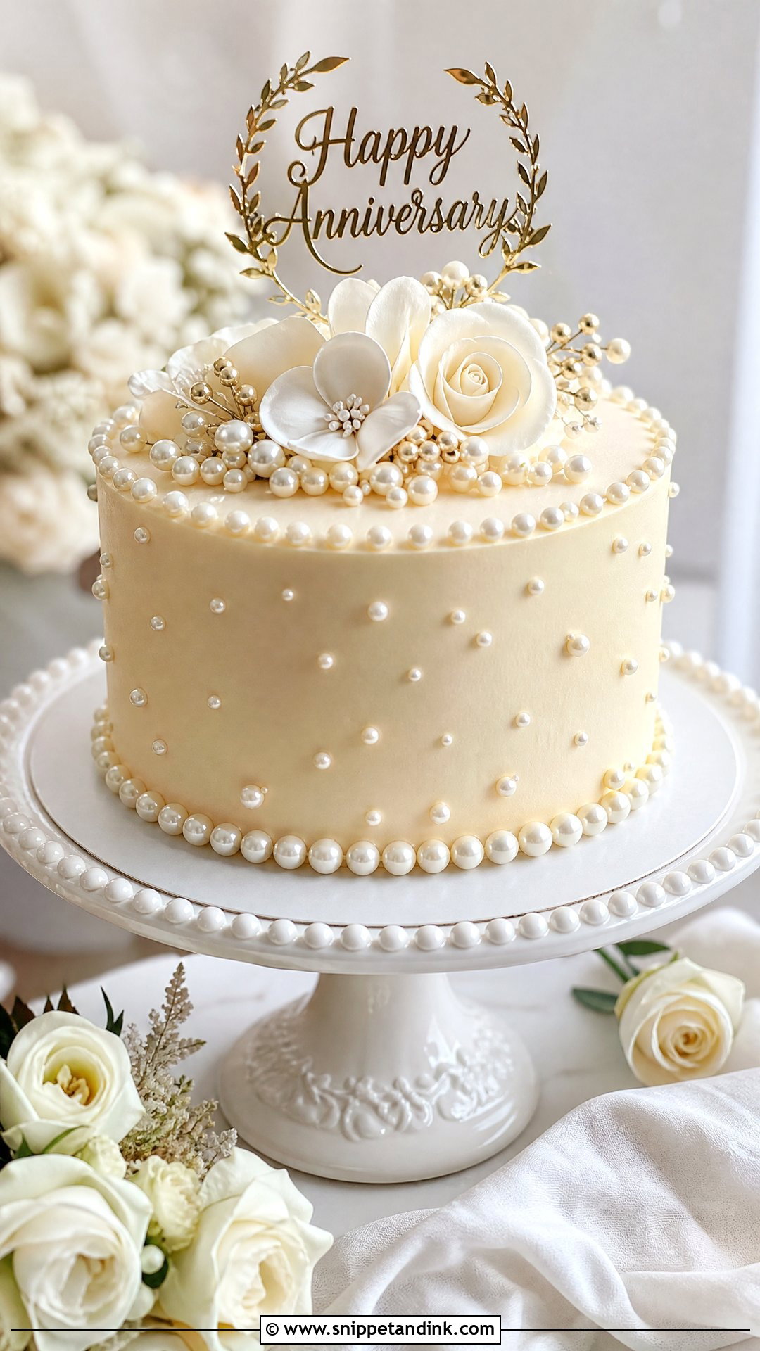 Wedding Anniversary Pearl Cake - Snippet and Ink - 20 Wedding Anniversary Cake Designs