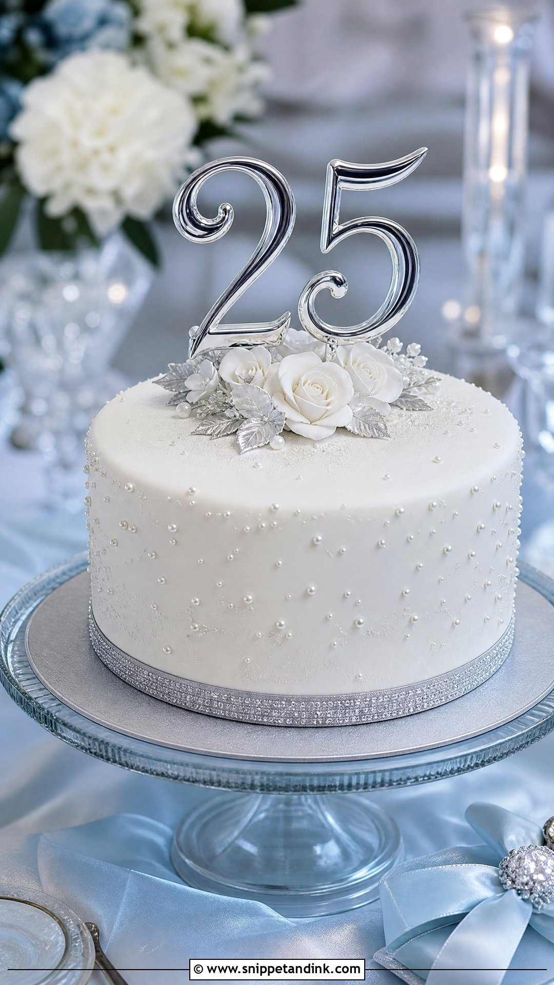 Wedding Anniversary Silver Cake - Snippet and Ink - 20 Wedding Anniversary Cake Designs