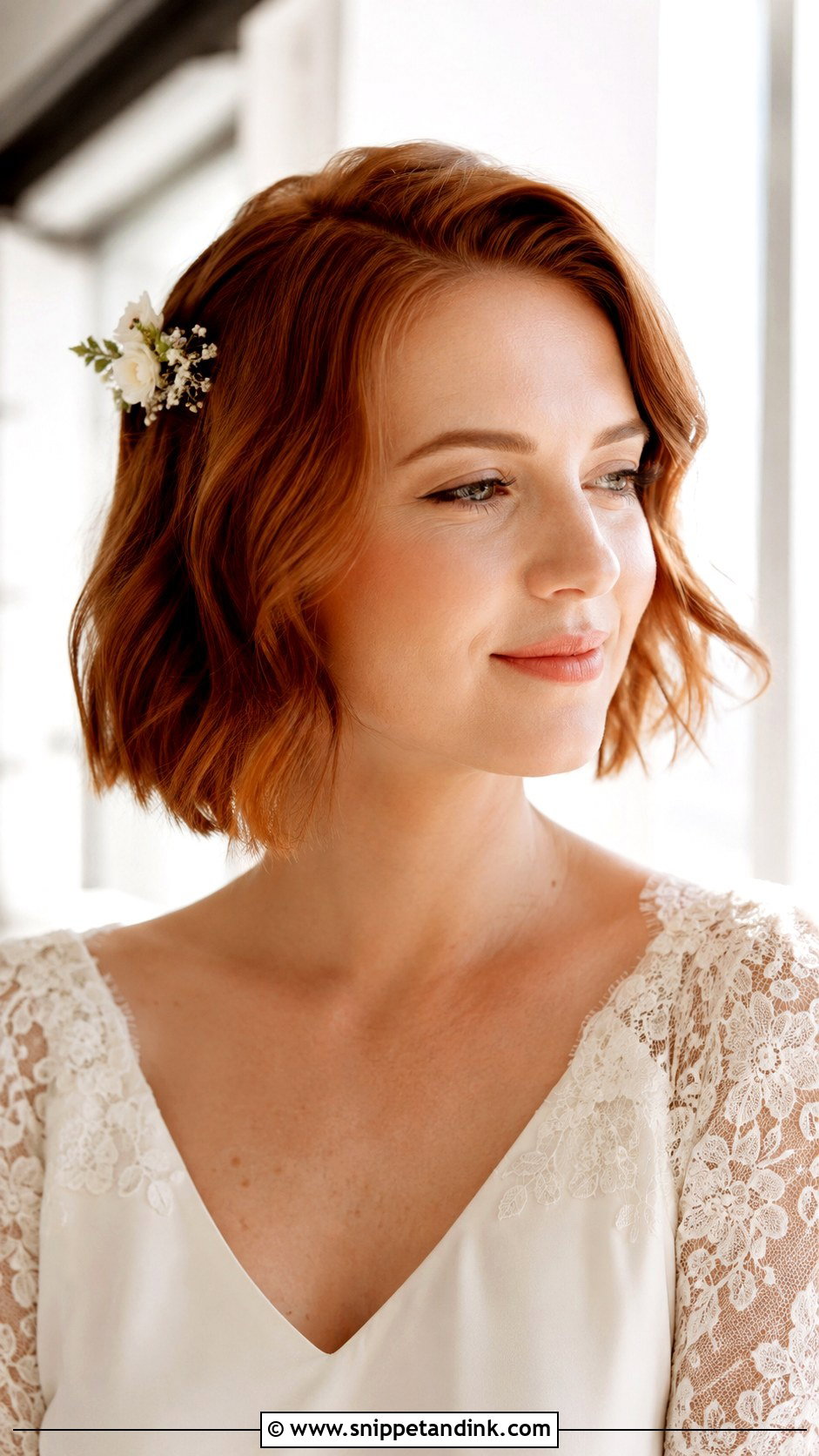 Wedding Bob Hair With Flowers - Snippet and Ink - 15 Wedding Hairstyle Flowers