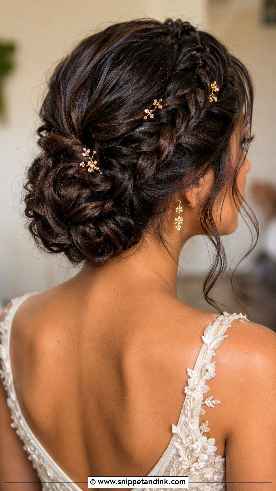 Wedding Braided Updo With Gold Pins - Snippet and Ink - 15 Wedding Hairstyles with Accessories
