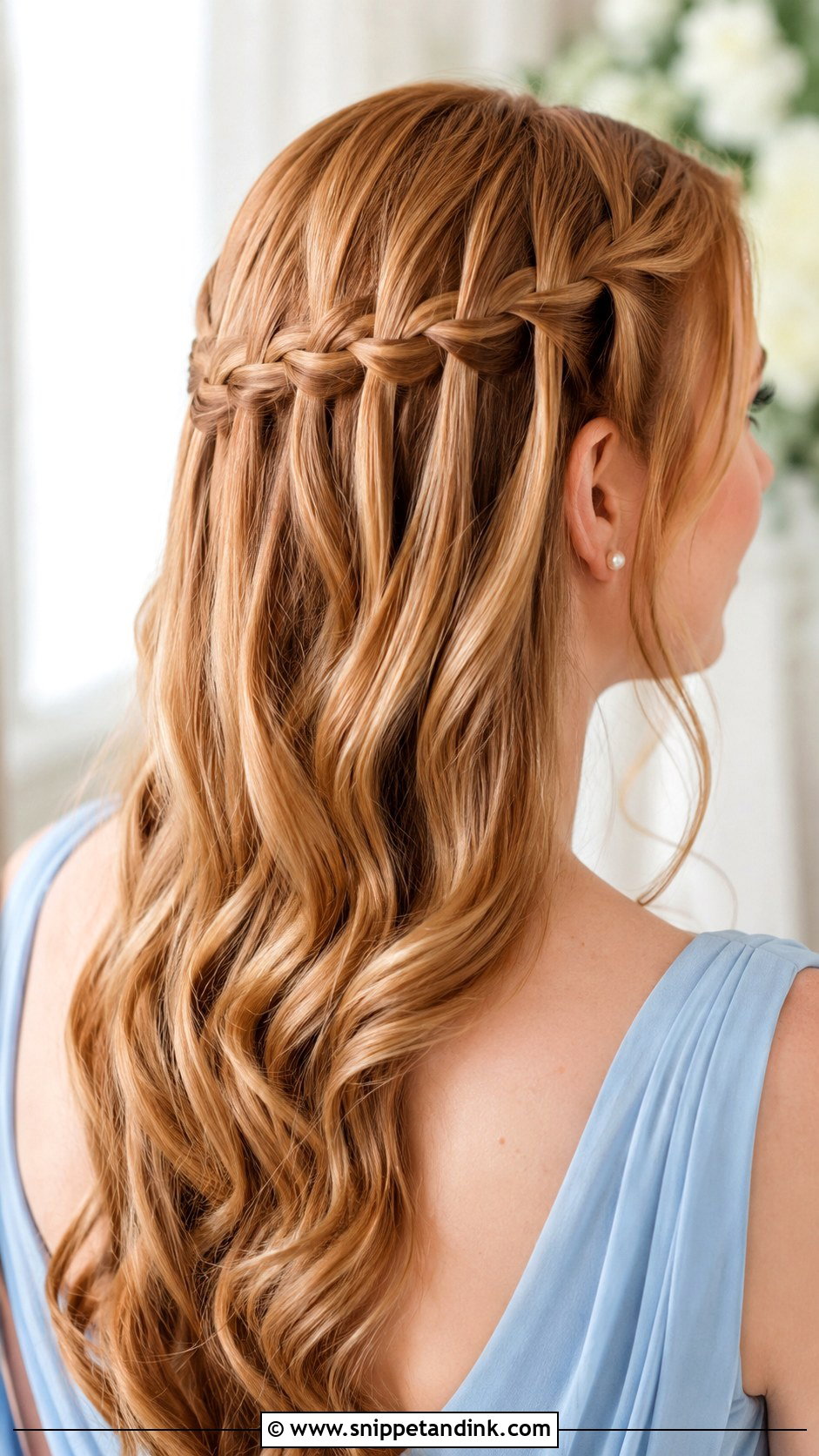 Wedding Bridesmaid Waterfall Braid - Snippet and Ink - 25 Wedding Bridesmaid Hairstyles