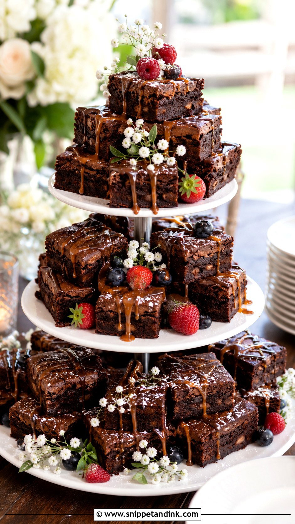 Wedding Brownie Tower - Snippet and Ink - 25 Wedding Cake Replacement Ideas