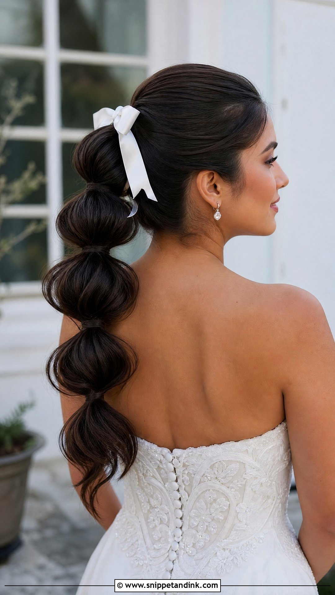 Wedding Bubble Ponytail With Bow - Snippet and Ink - 20 Wedding Hairstyles Bow