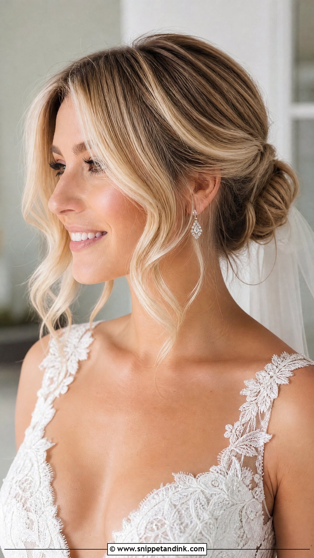 Wedding Bun With Face Framing Fringe - Snippet and Ink - 20 Wedding Hair Fringe Ideas