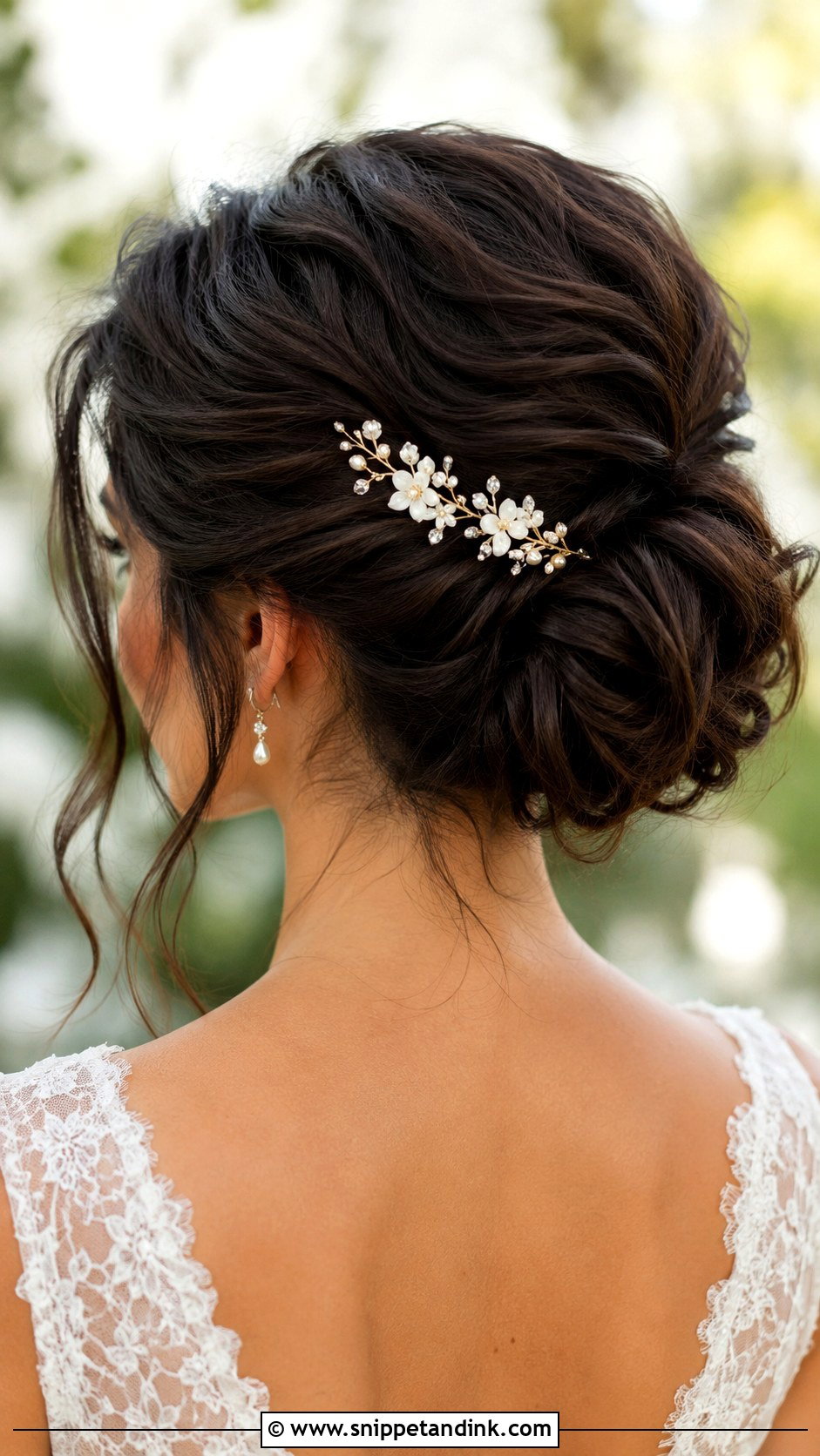 Wedding Bun With Floral Hair Comb - Snippet and Ink - 15 Wedding Hair with Accessories