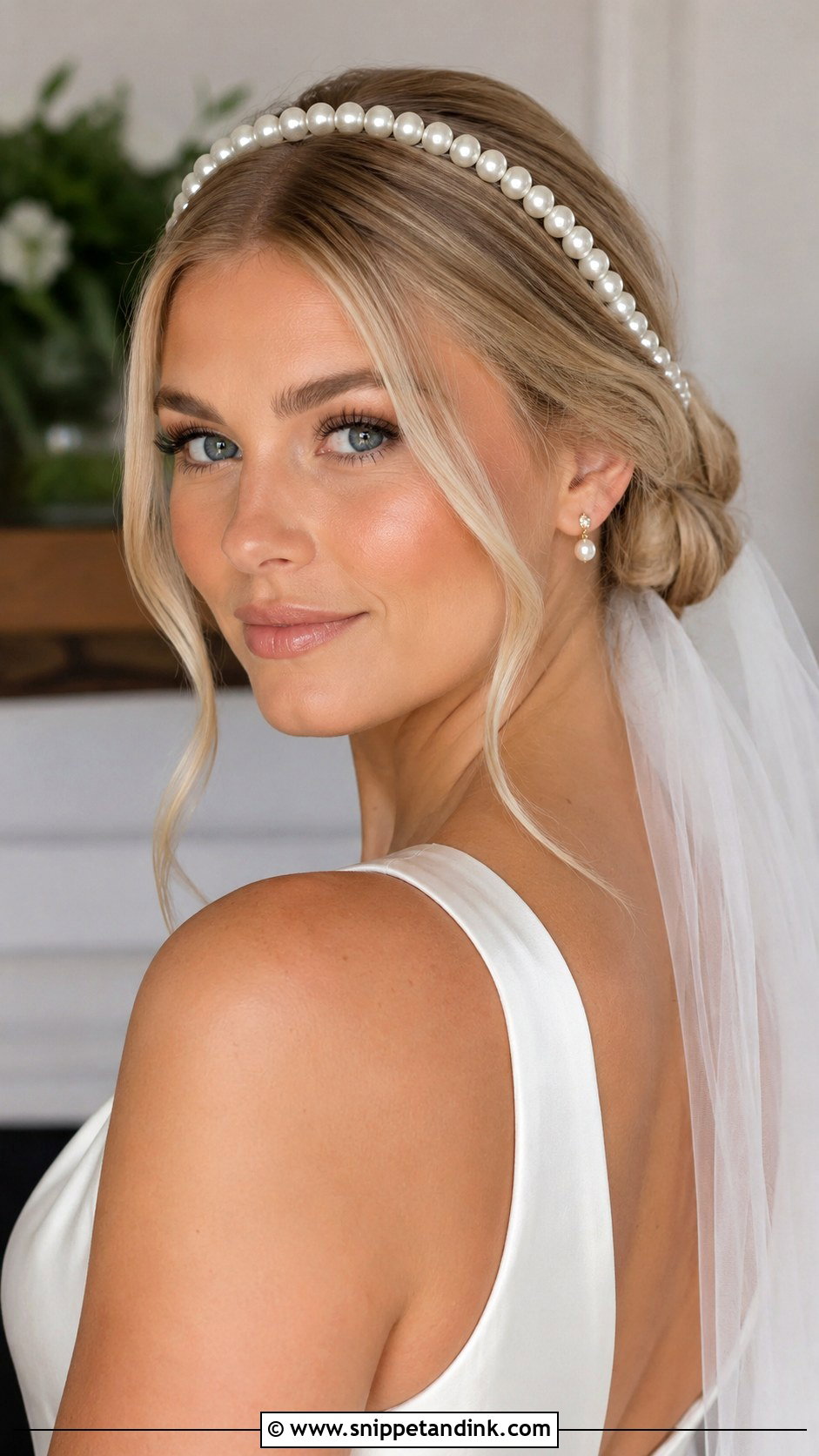 Wedding Bun With Pearl Headband - Snippet and Ink - 15 Wedding Bun Front View Ideas