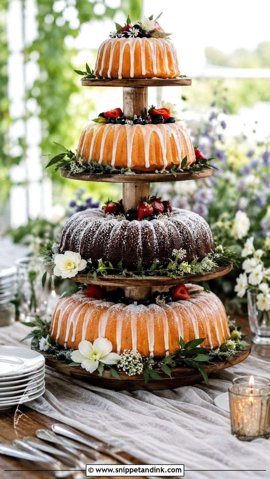 Wedding Bundt Cake Tower - Snippet and Ink - 20 Wedding Cake Tower Ideas