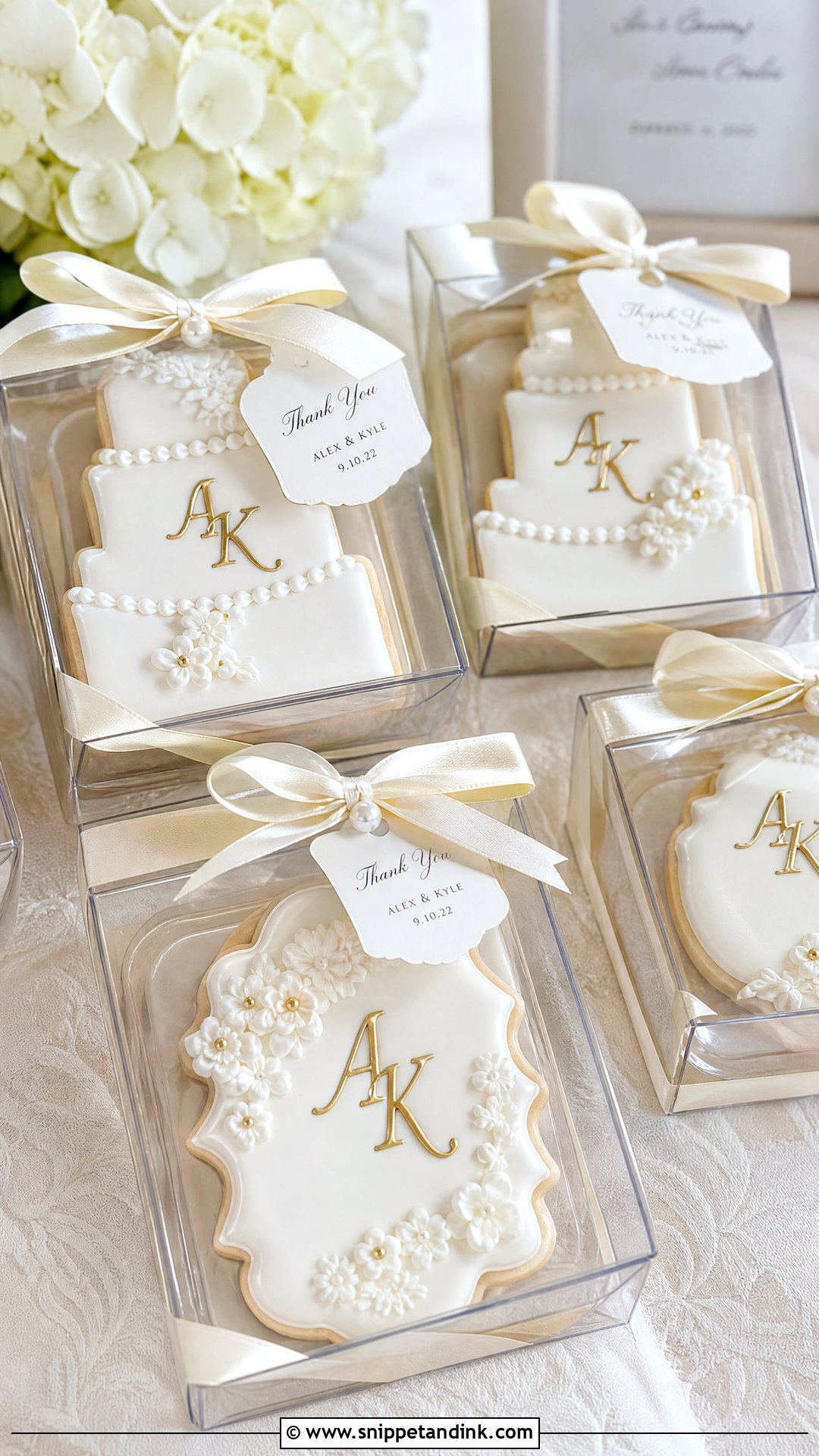 Wedding Cake Cookie Favors - Snippet and Ink - 20 Wedding Cake Cookies
