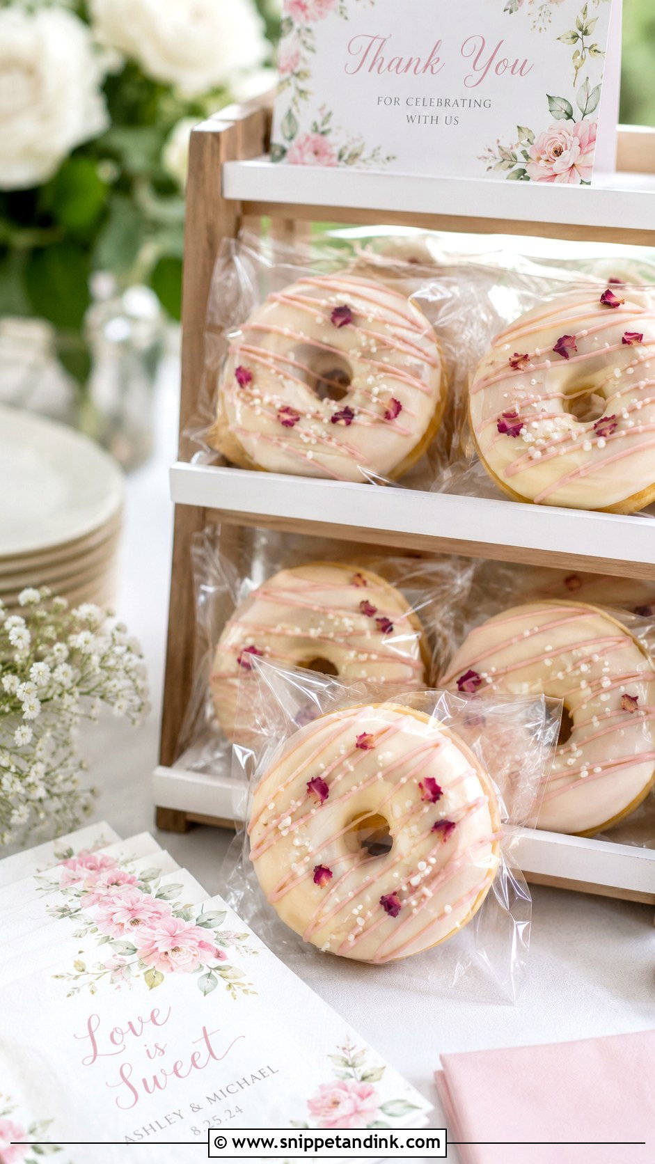 Wedding Cake Donut Favors - Snippet and Ink - 20 Cake Favors for Wedding