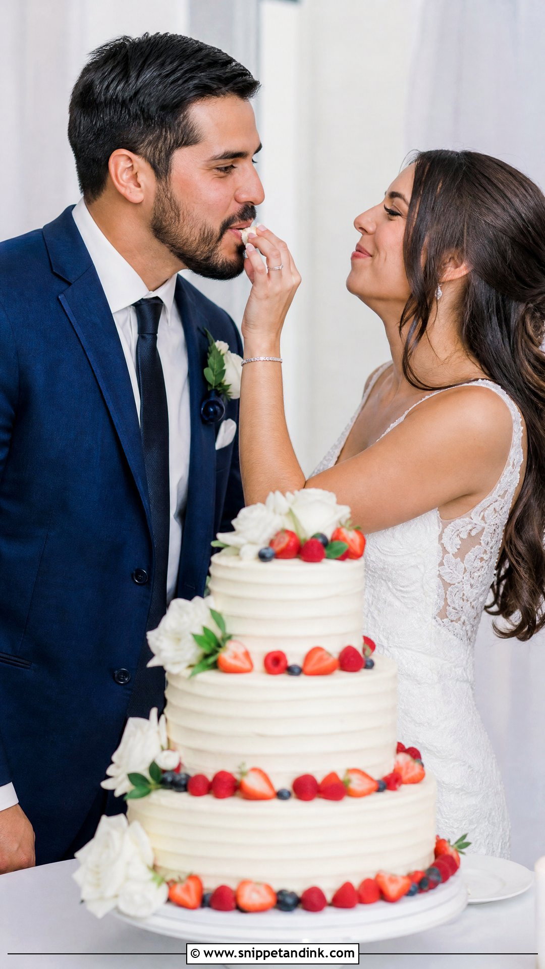 Wedding Cake Feeding Pose - Snippet and Ink - 25 Cake Poses Photo Ideas for Wedding