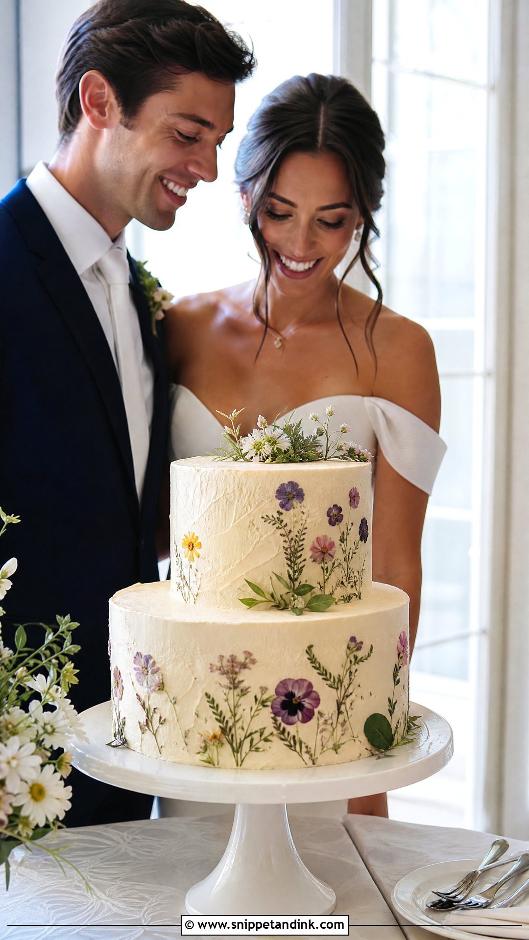 Wedding Cake First Look - Snippet and Ink - 25 Cake Poses Photo Ideas for Wedding