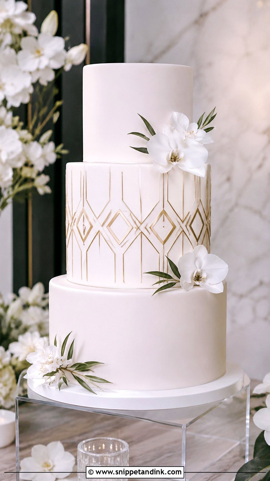 Wedding Cake Geometric Stencil - Snippet and Ink - 20 Wedding Cake Stencil Patterns
