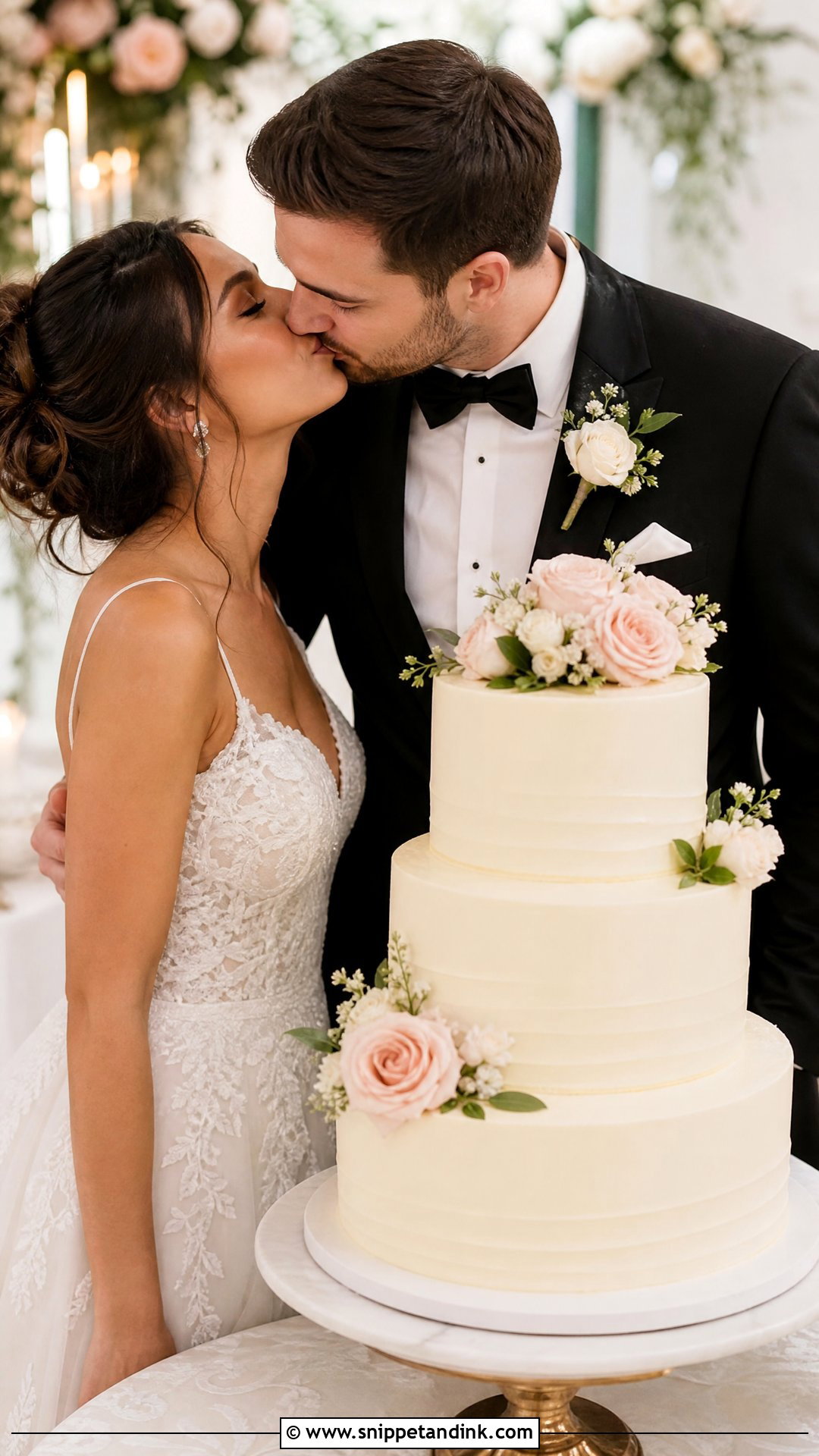 Wedding Cake Kiss Pose - Snippet and Ink - 25 Cake Poses Photo Ideas for Wedding