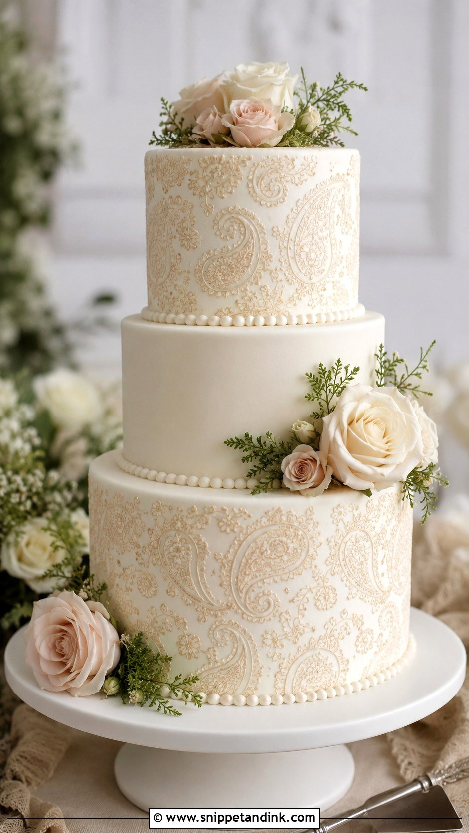 Wedding Cake Paisley Stencil - Snippet and Ink - 20 Wedding Cake Stencil Patterns