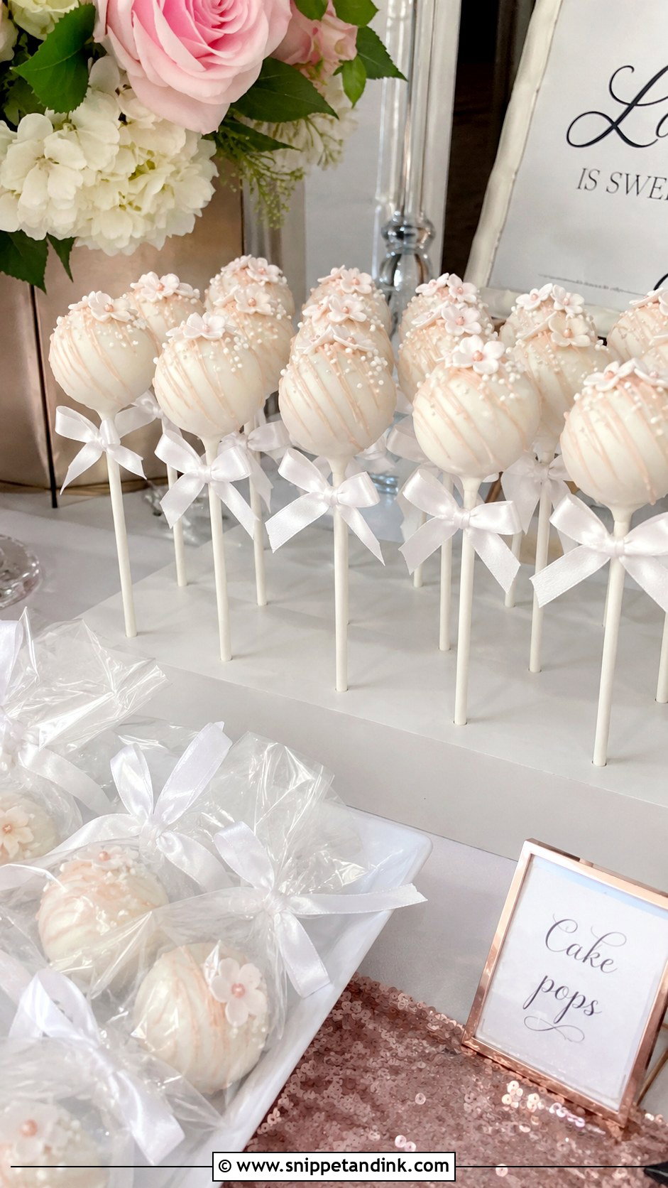 Wedding Cake Pop Favors - Snippet and Ink - 20 Cake Favors for Wedding